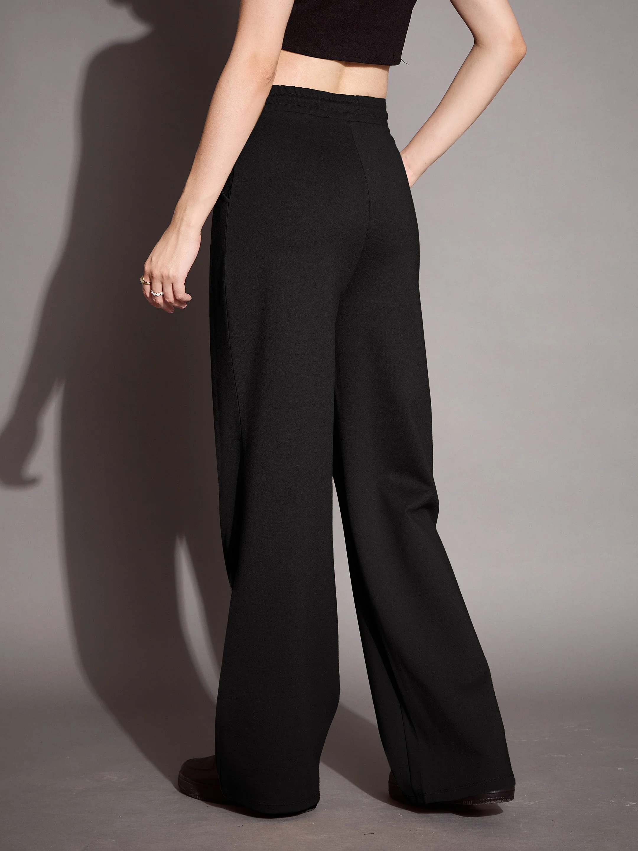 Women Black Relaxed Fit Track Pants - Image 2