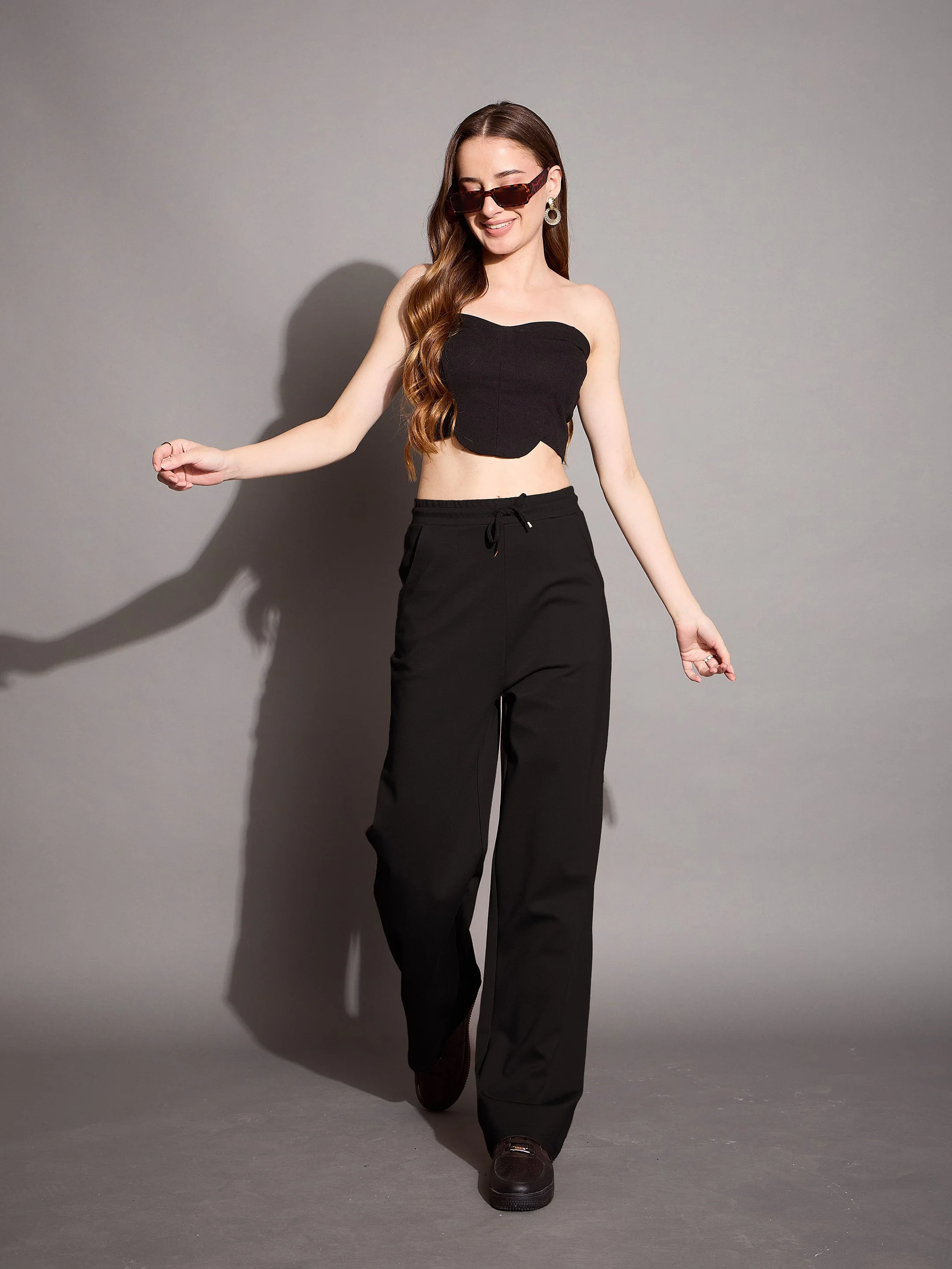 Women Black Relaxed Fit Track Pants - Image 4