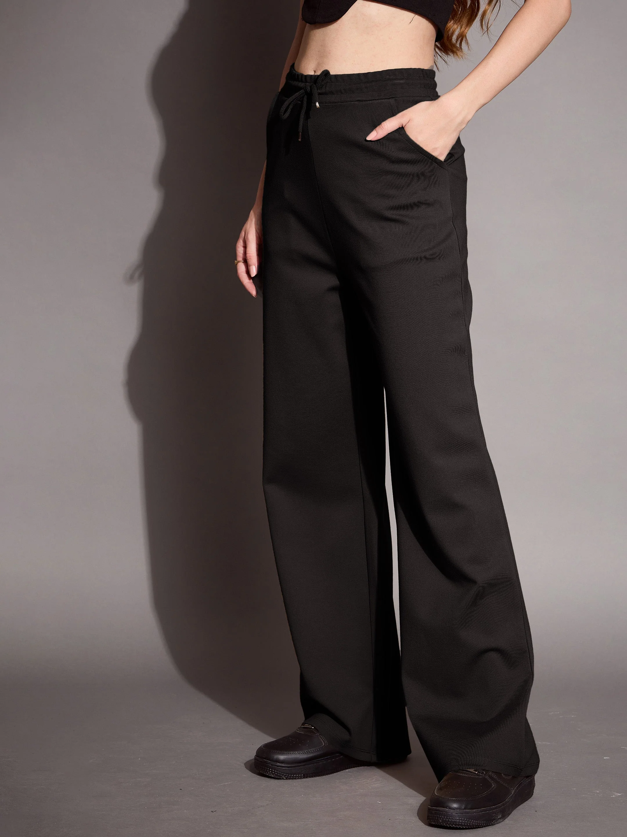 Women Black Relaxed Fit Track Pants - Image 5