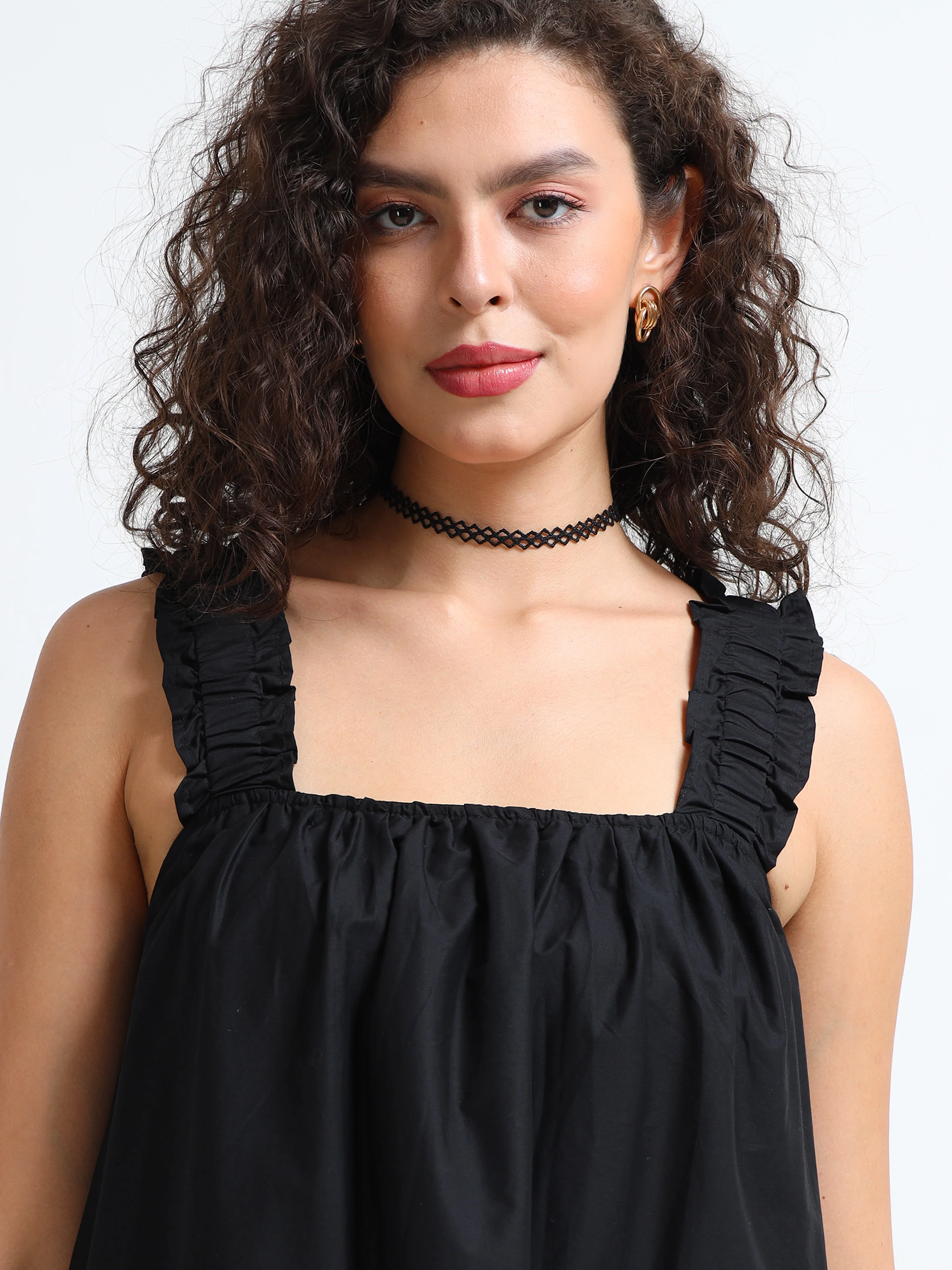 Women Black Relaxed Midi Dress - Image 4