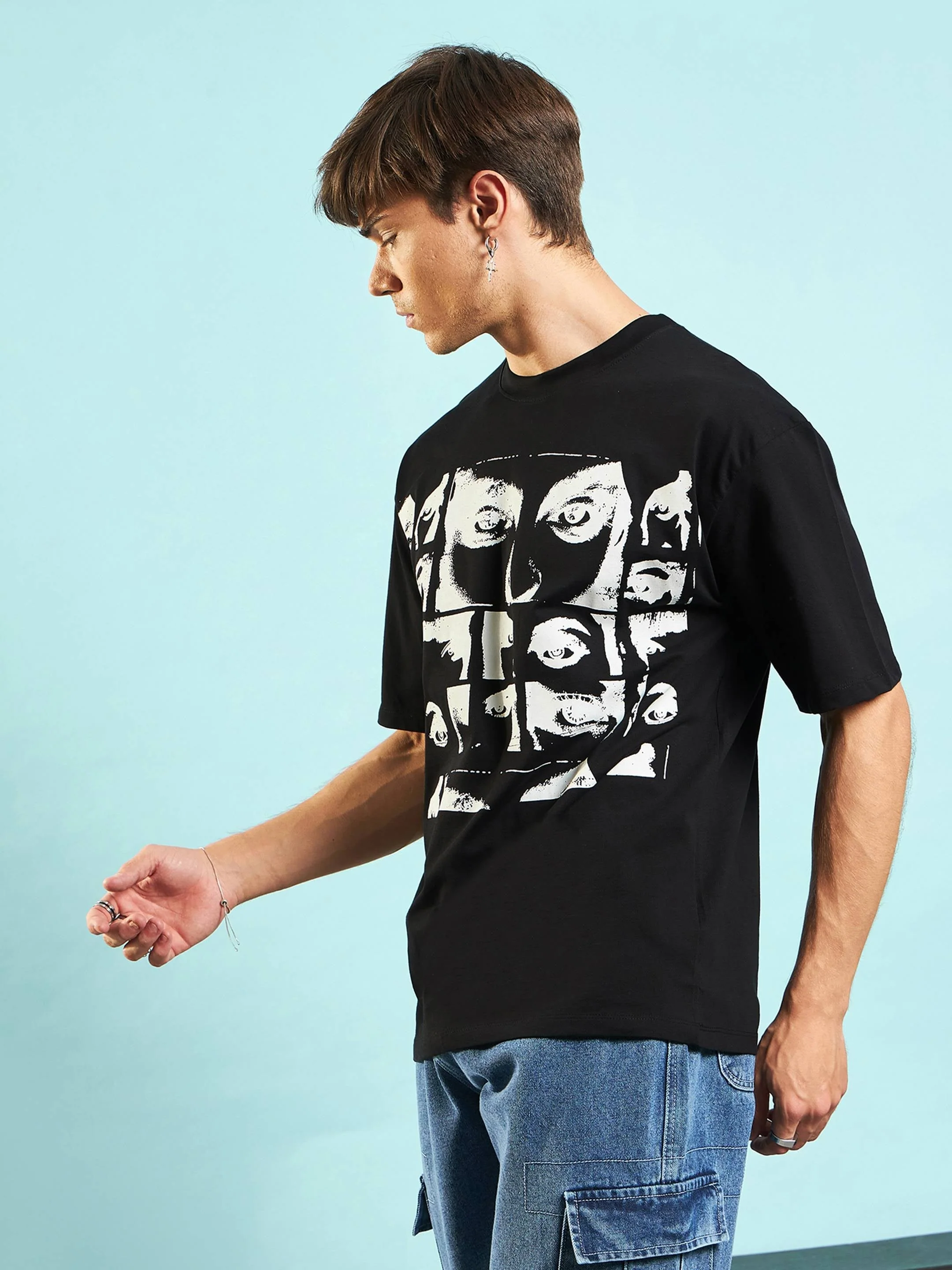 Women Black Retro Photographic Printed Oversized T-shirt - Image 5