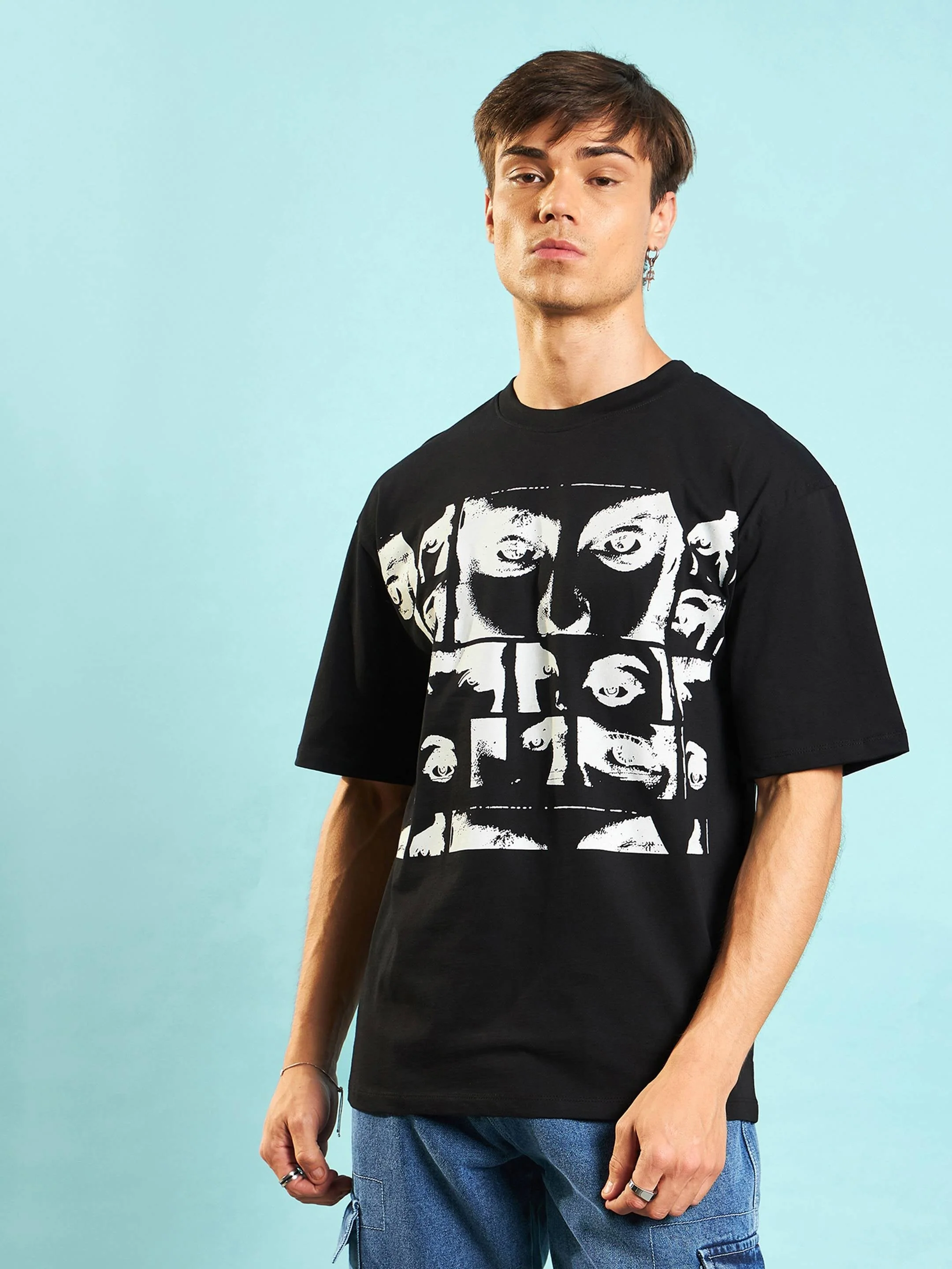 Women Black Retro Photographic Printed Oversized T-shirt - Image 7