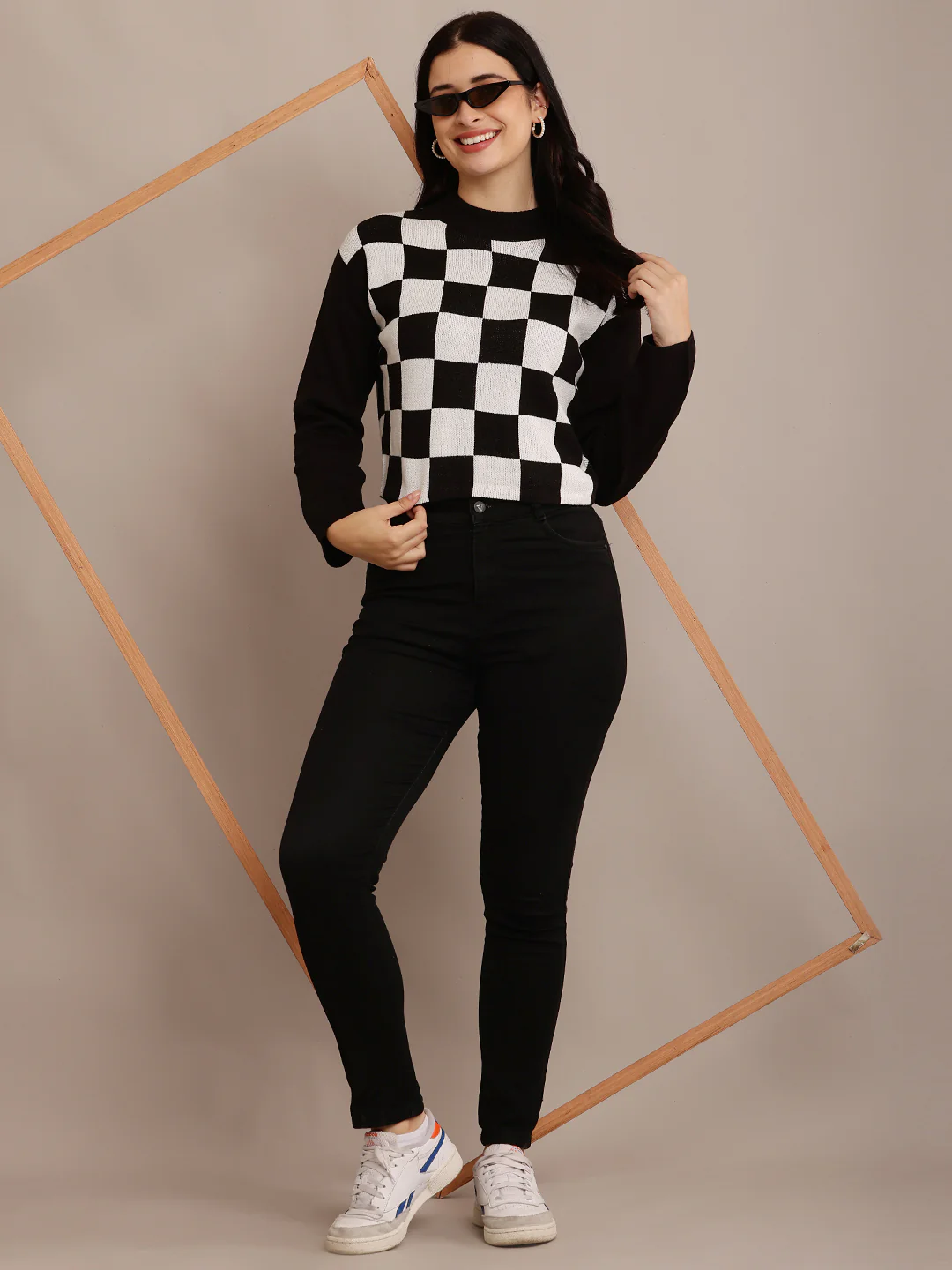 Women Black Rib-Knit Sweater - Image 3