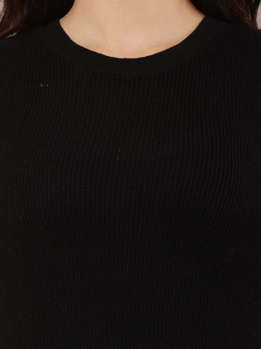 Women Black Ribbed Shift Dress - Image 5