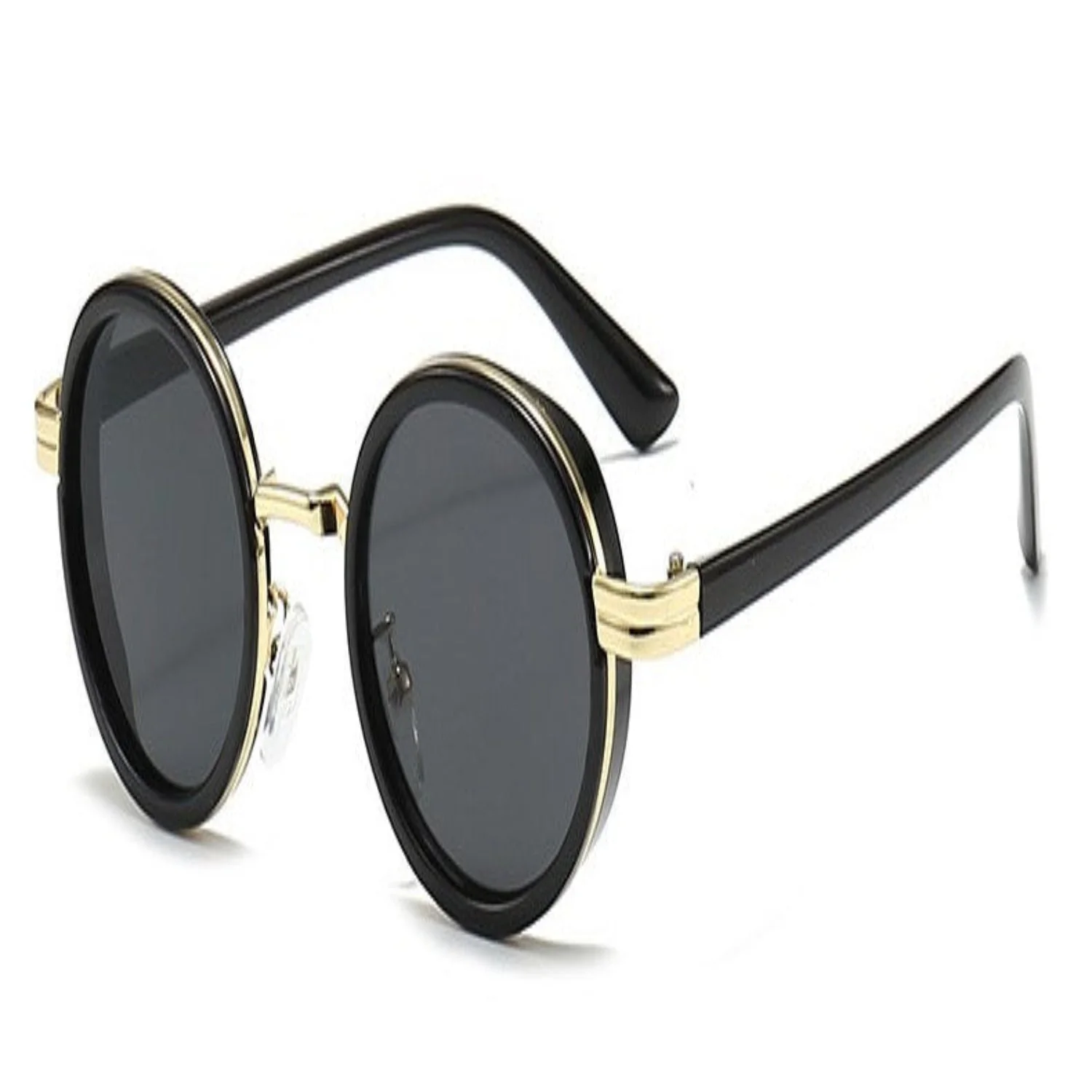 Women Black Round Black Sunglasses