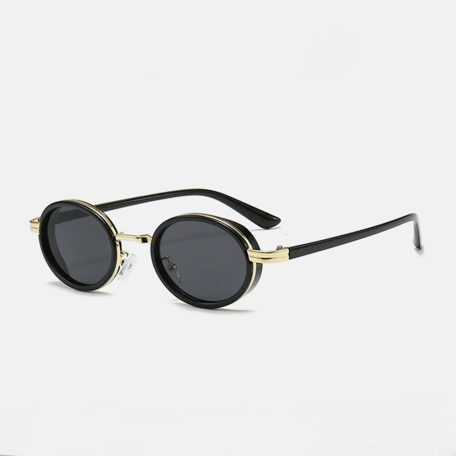 Women Black Round Black Sunglasses - Image 5