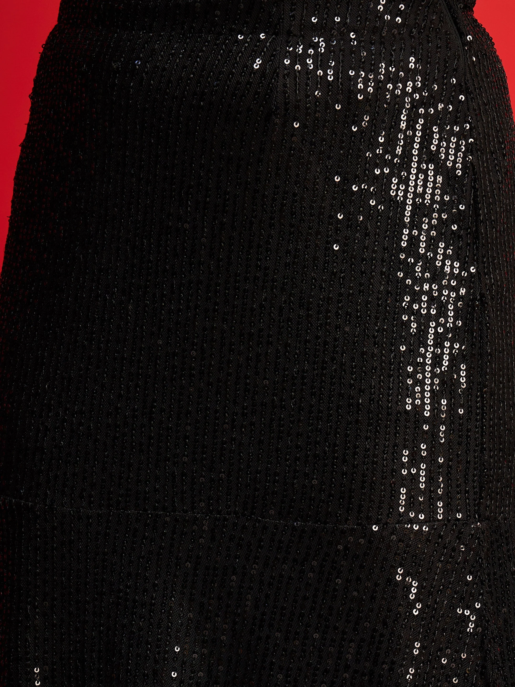 Women Black Sequence Crop Top With Fish Cut Skirt - Image 5