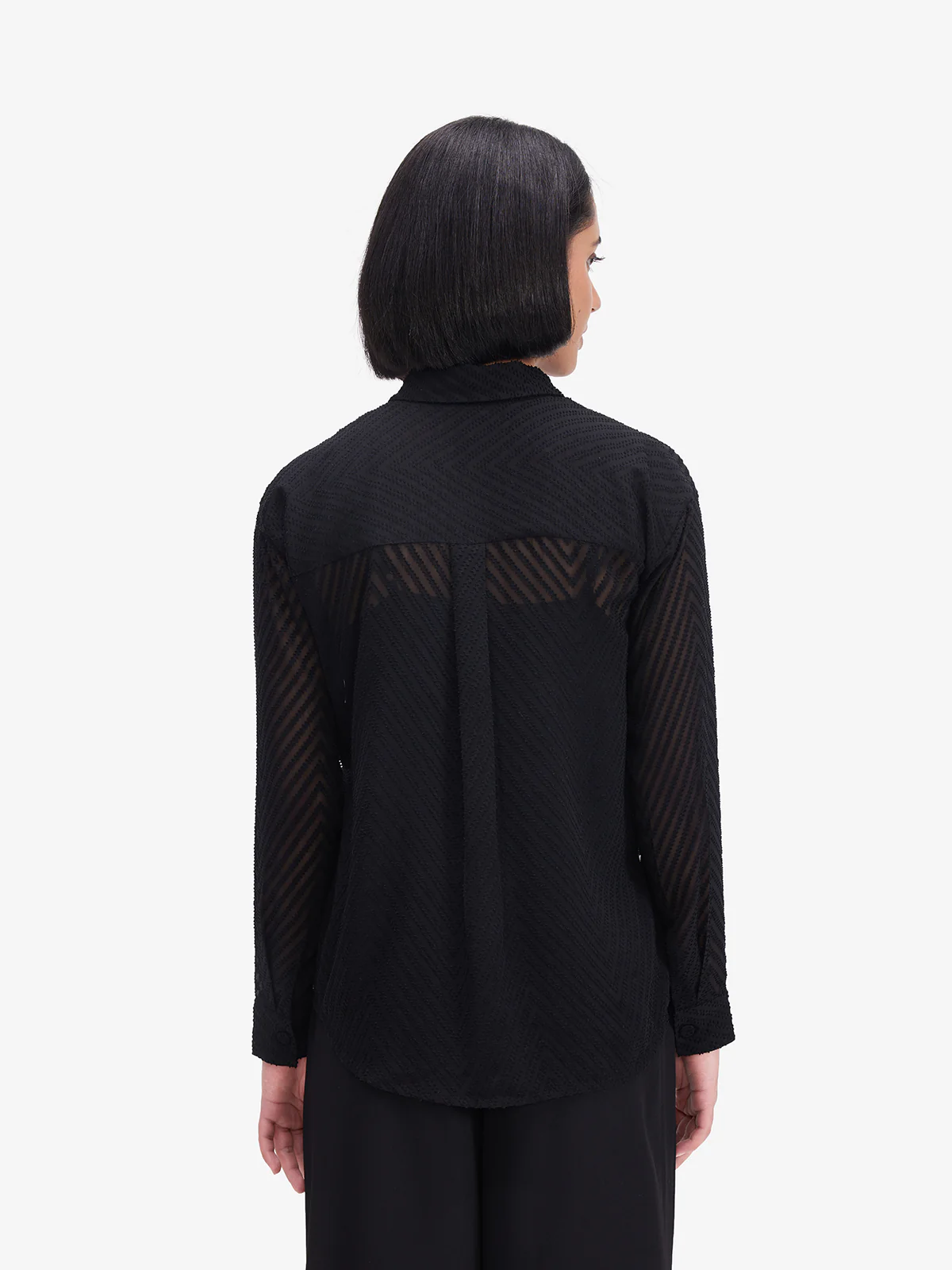 Women Black Sheer Shirt - Image 2