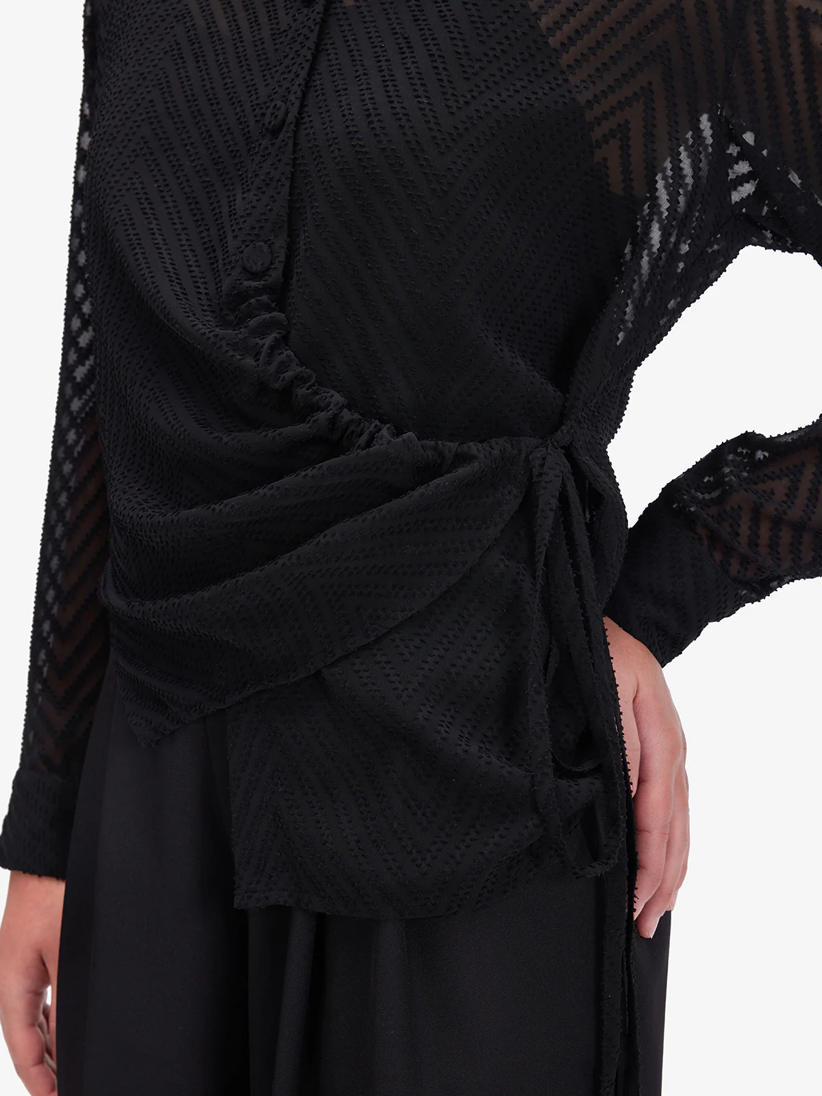 Women Black Sheer Shirt - Image 3