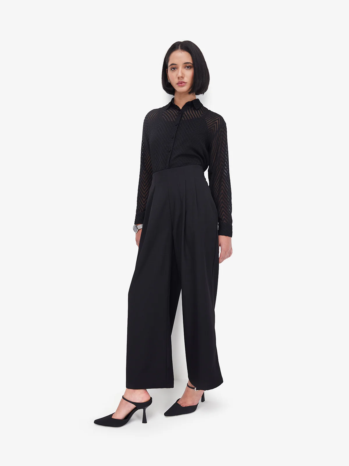 Women Black Sheer Shirt - Image 7