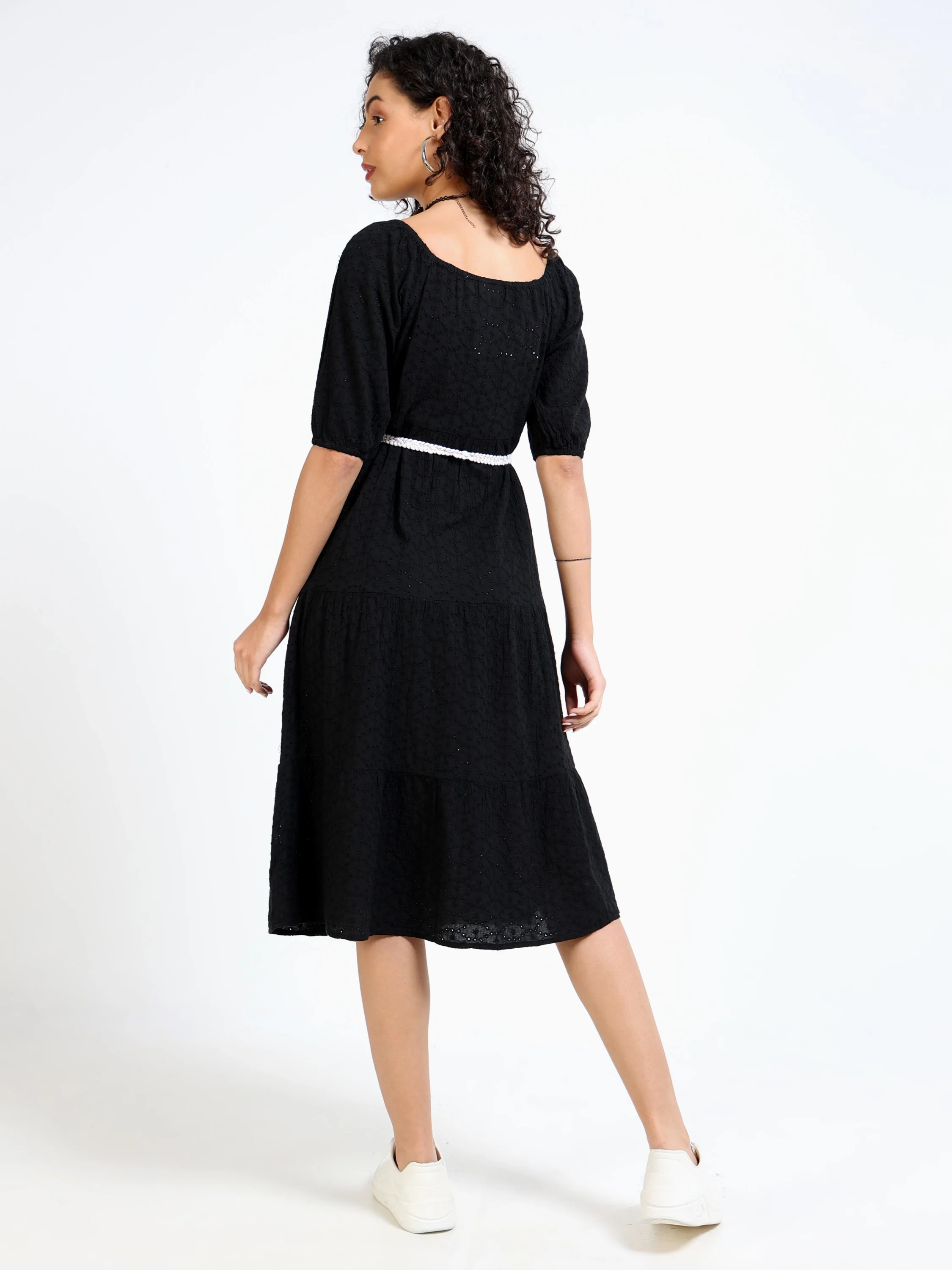 Women Black Shiffli Dress - Image 3