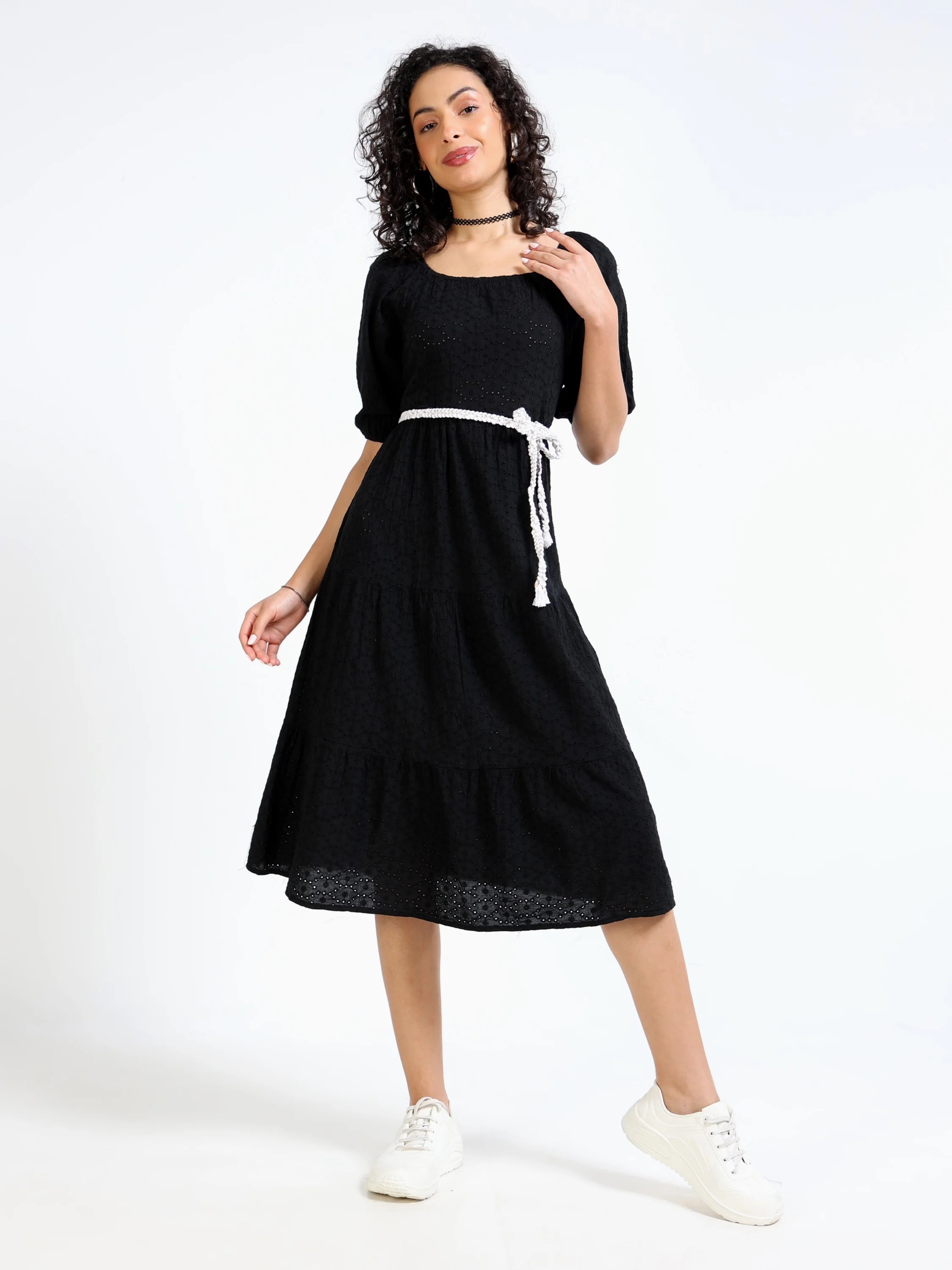 Women Black Shiffli Dress - Image 6