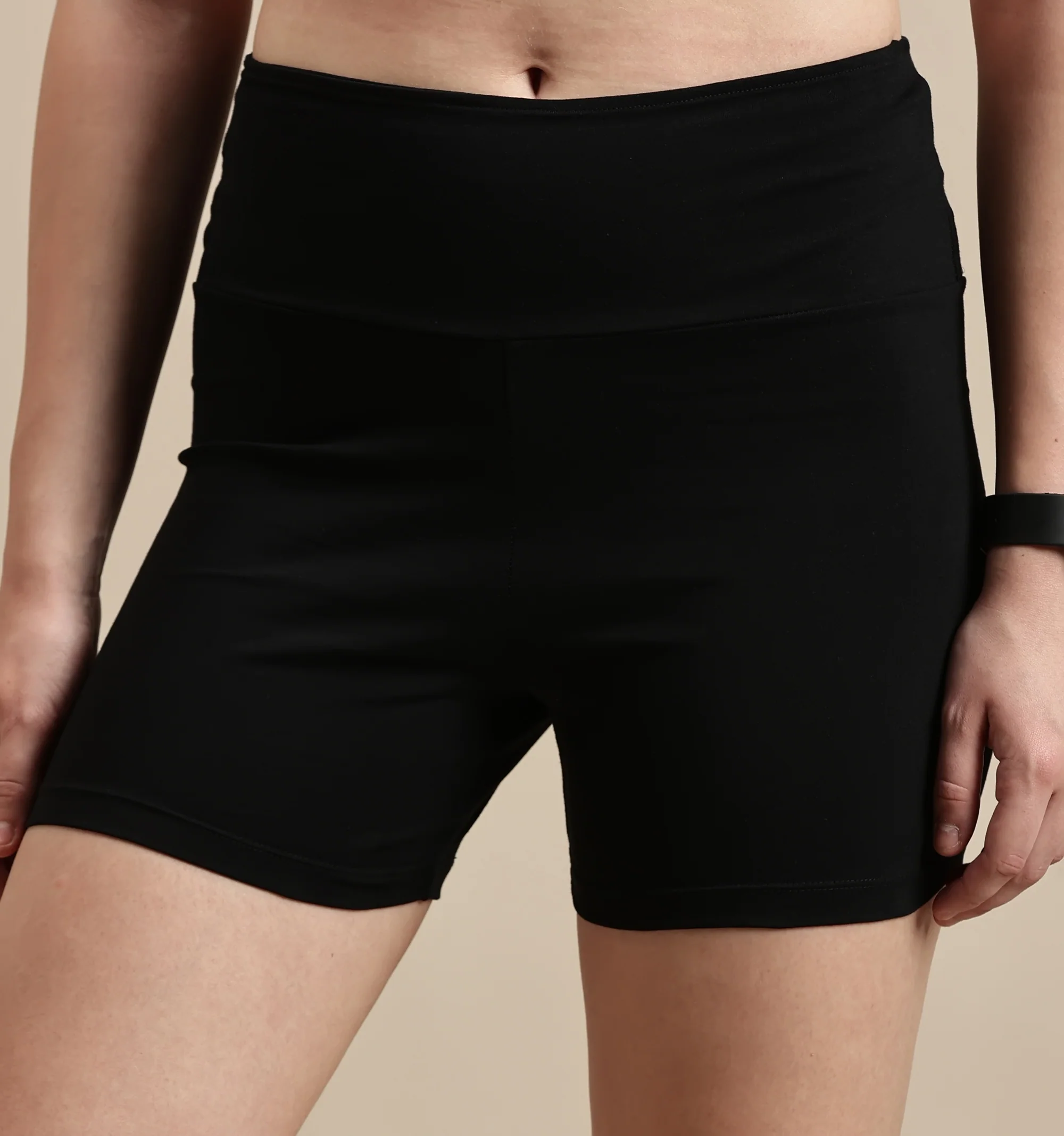 Women Black Cotton Lycra Short - Image 5
