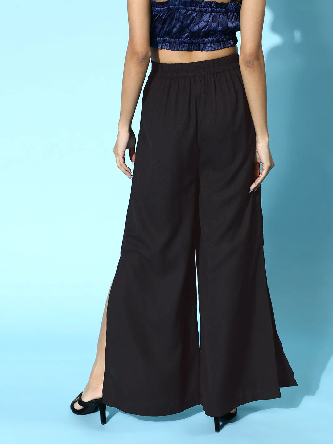 Black Side Slit Peekaboo Comfort Pants - Image 4