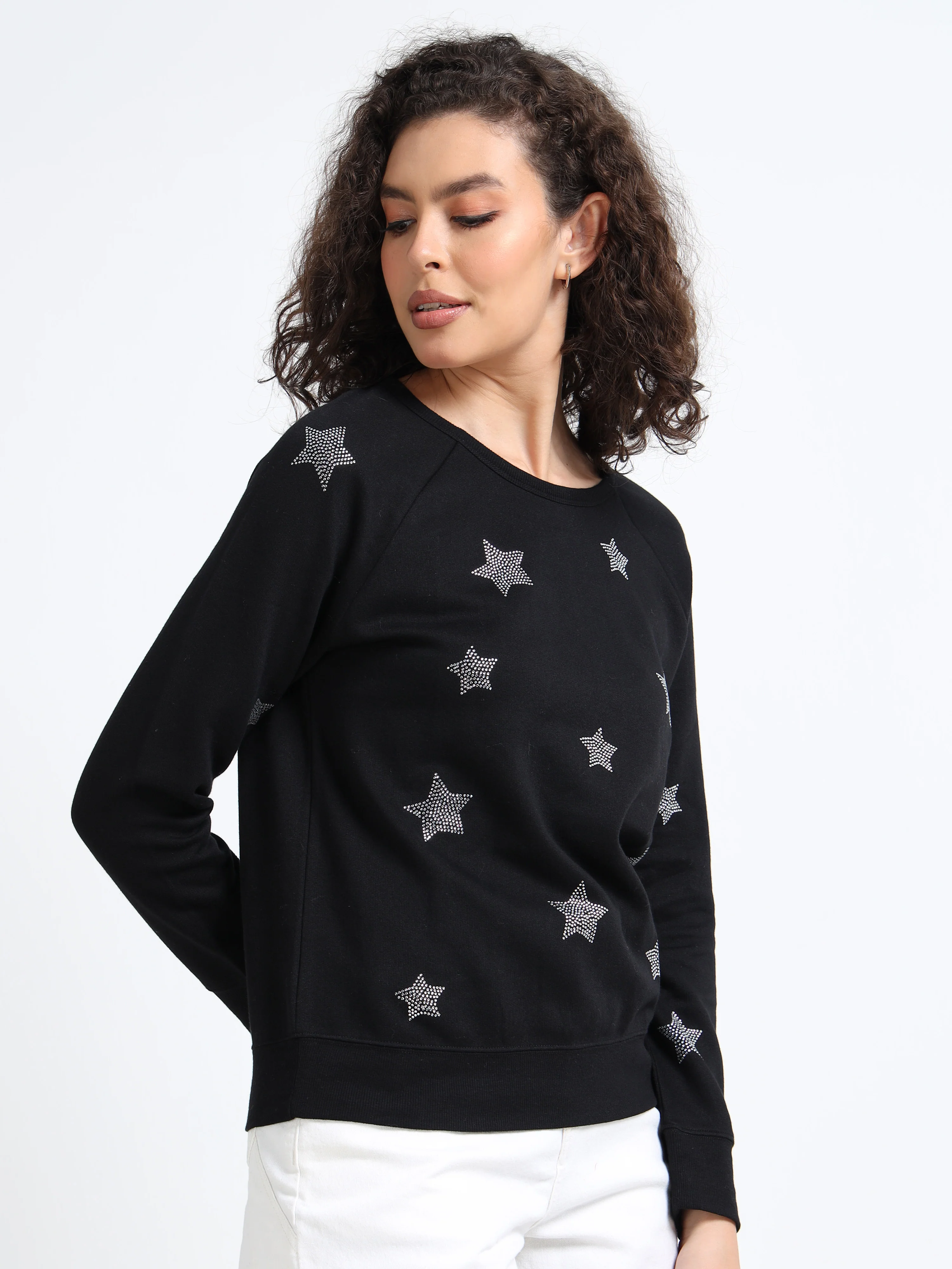 Women Black Silver Star Sweater - Image 5