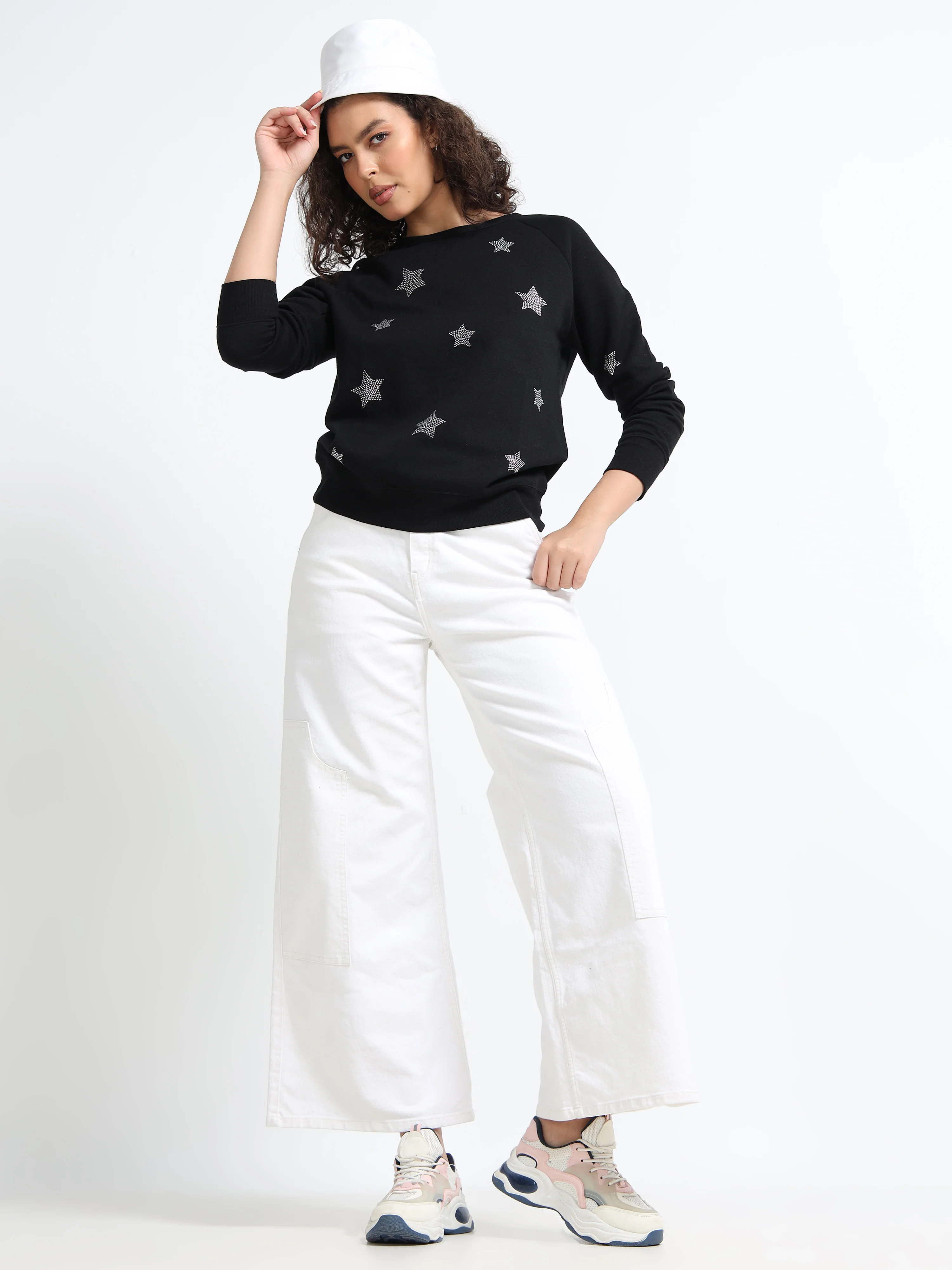 Women Black Silver Star Sweater - Image 7