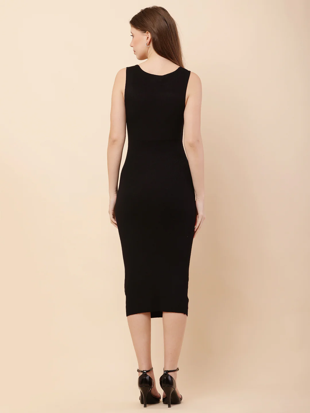 Women Black Sleeveless Bodycon Dress - Image 4