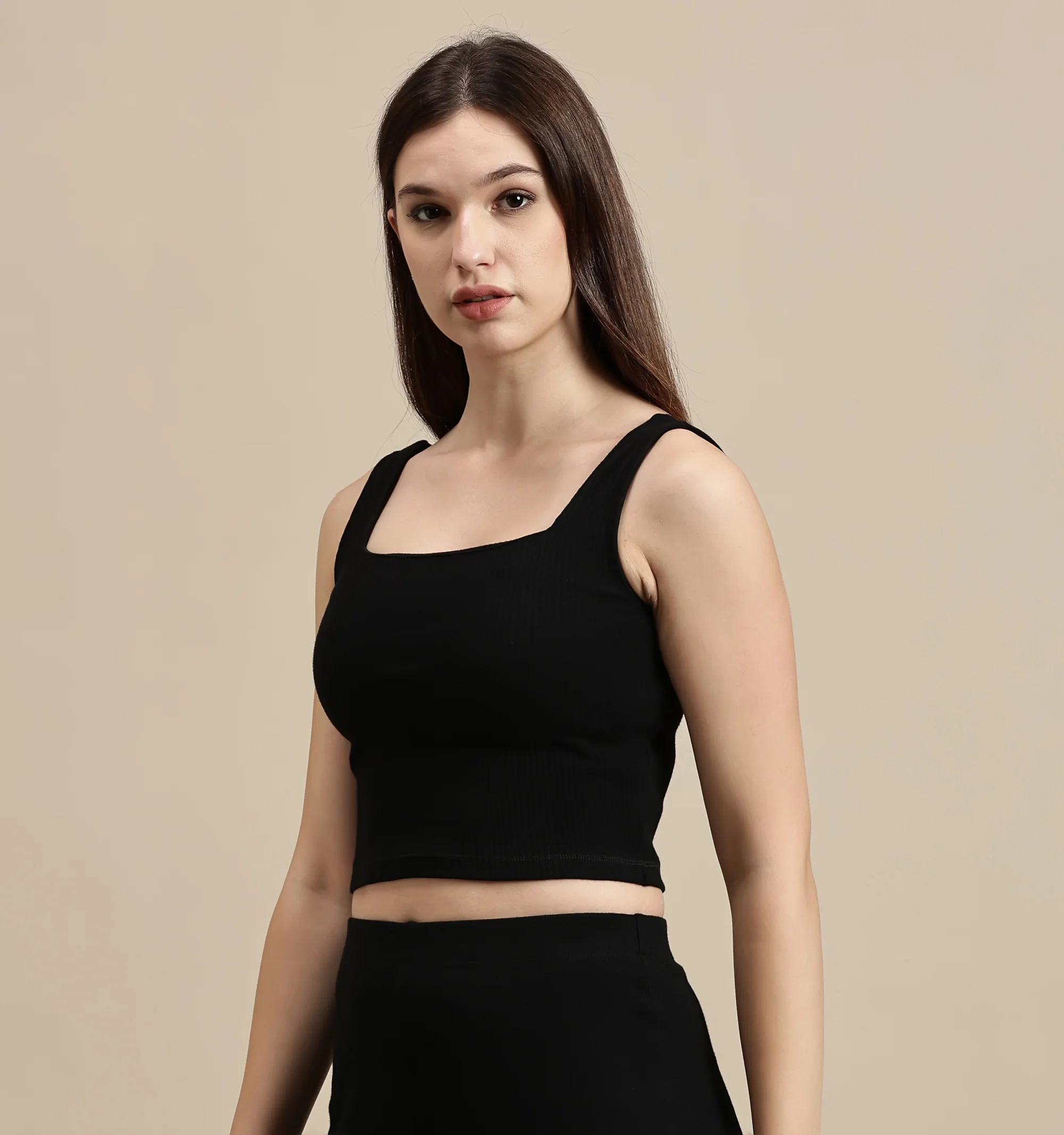 Women Black Sleeveless Crop Top - Image 6