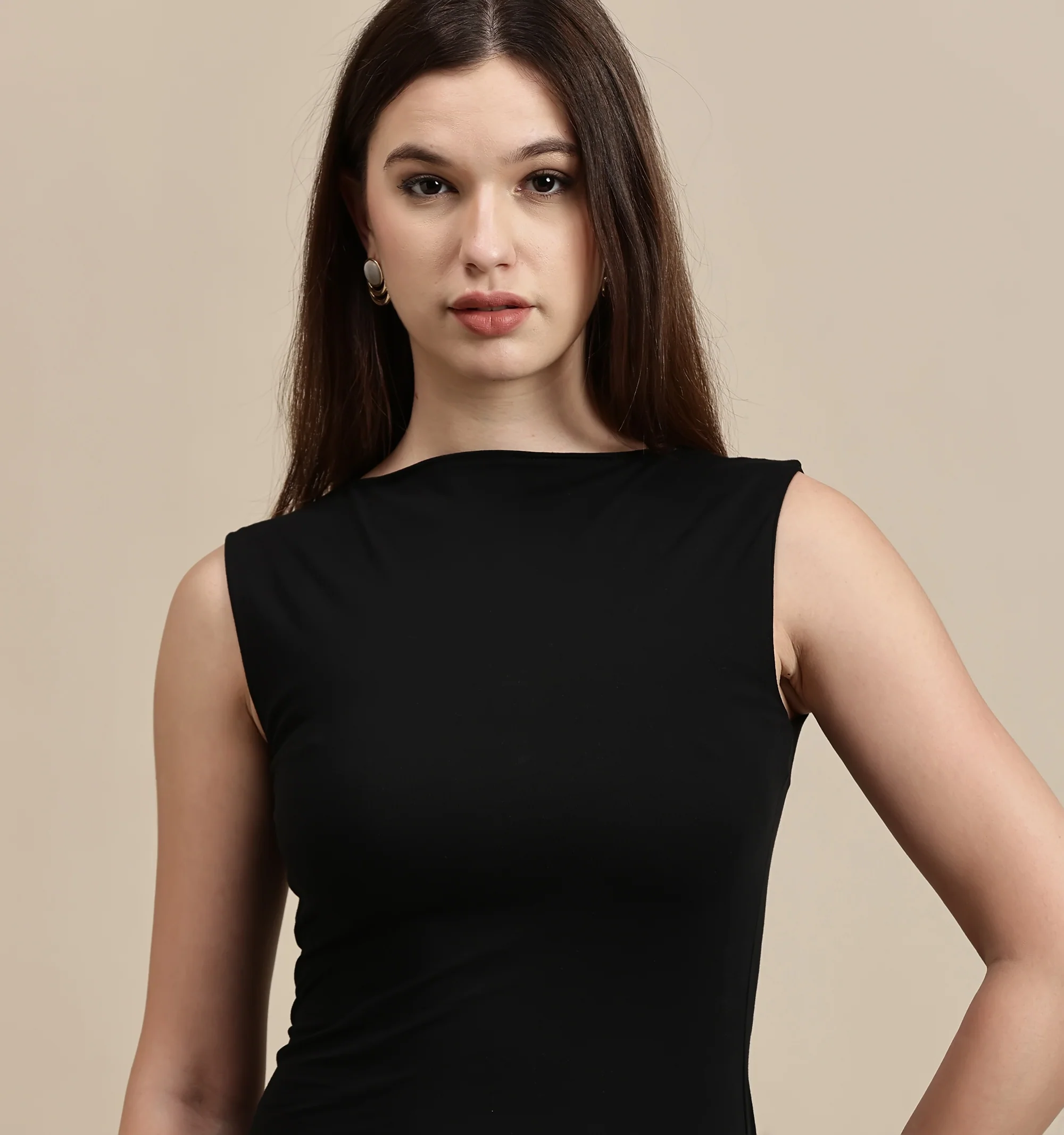 Women Black Sleeveless Dress - Image 5