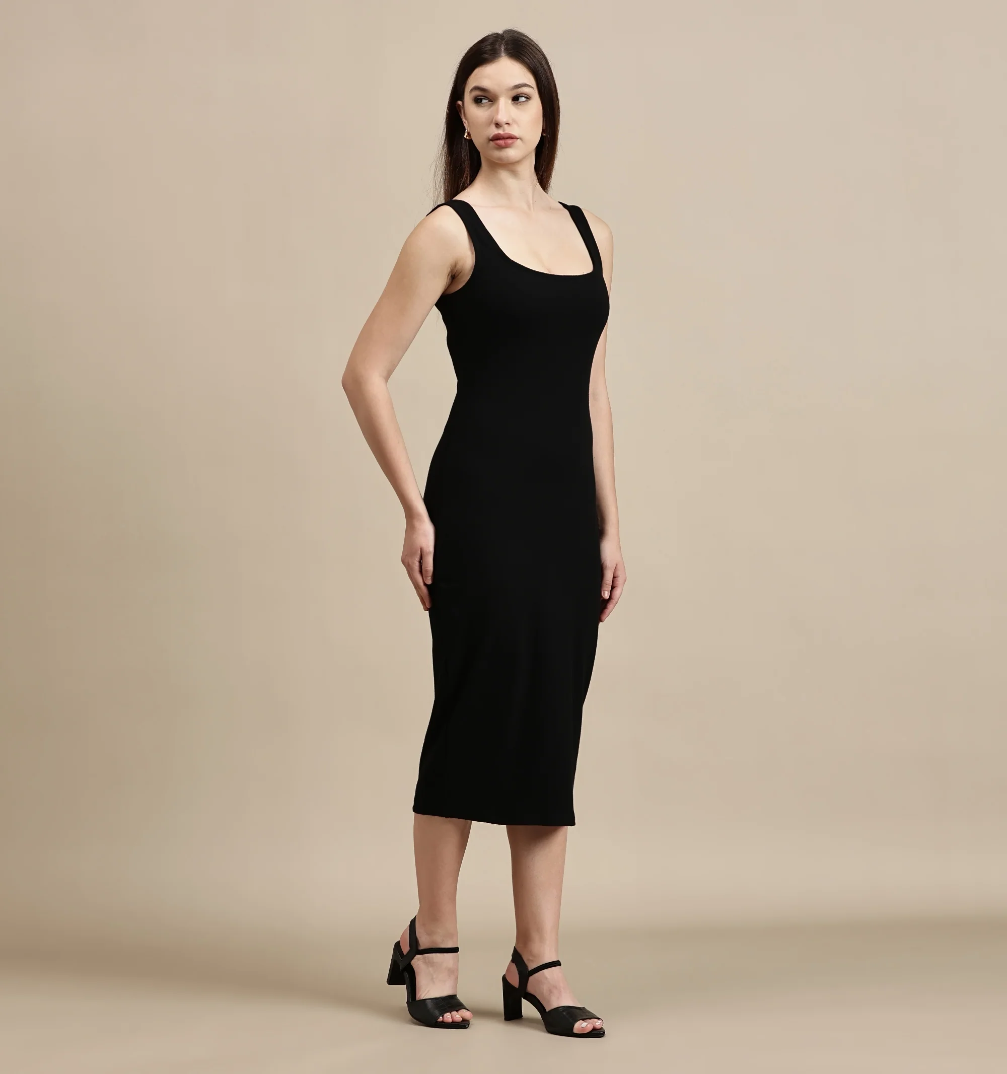 Women Black Sleeveless Dress - Image 3