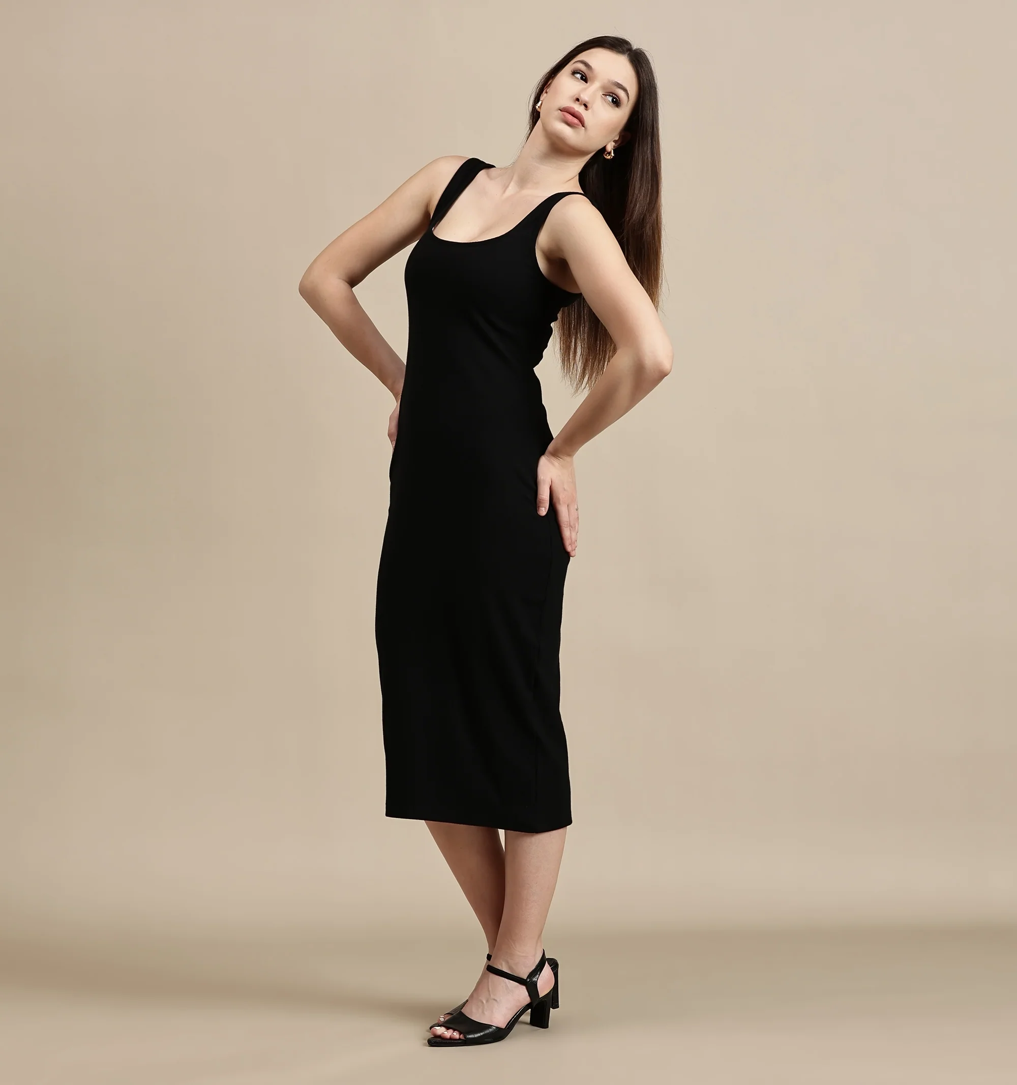 Women Black Sleeveless Dress - Image 4