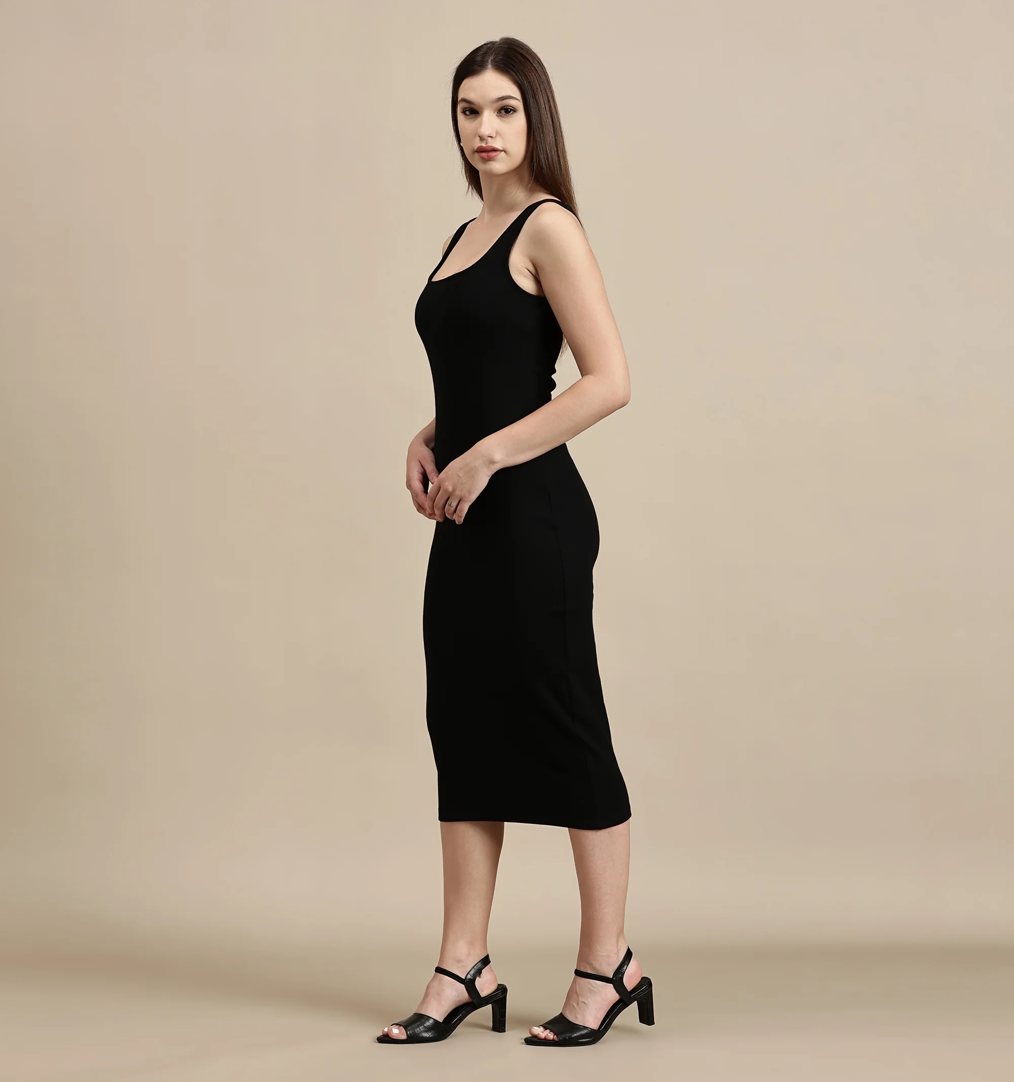 Women Black Sleeveless Dress - Image 5