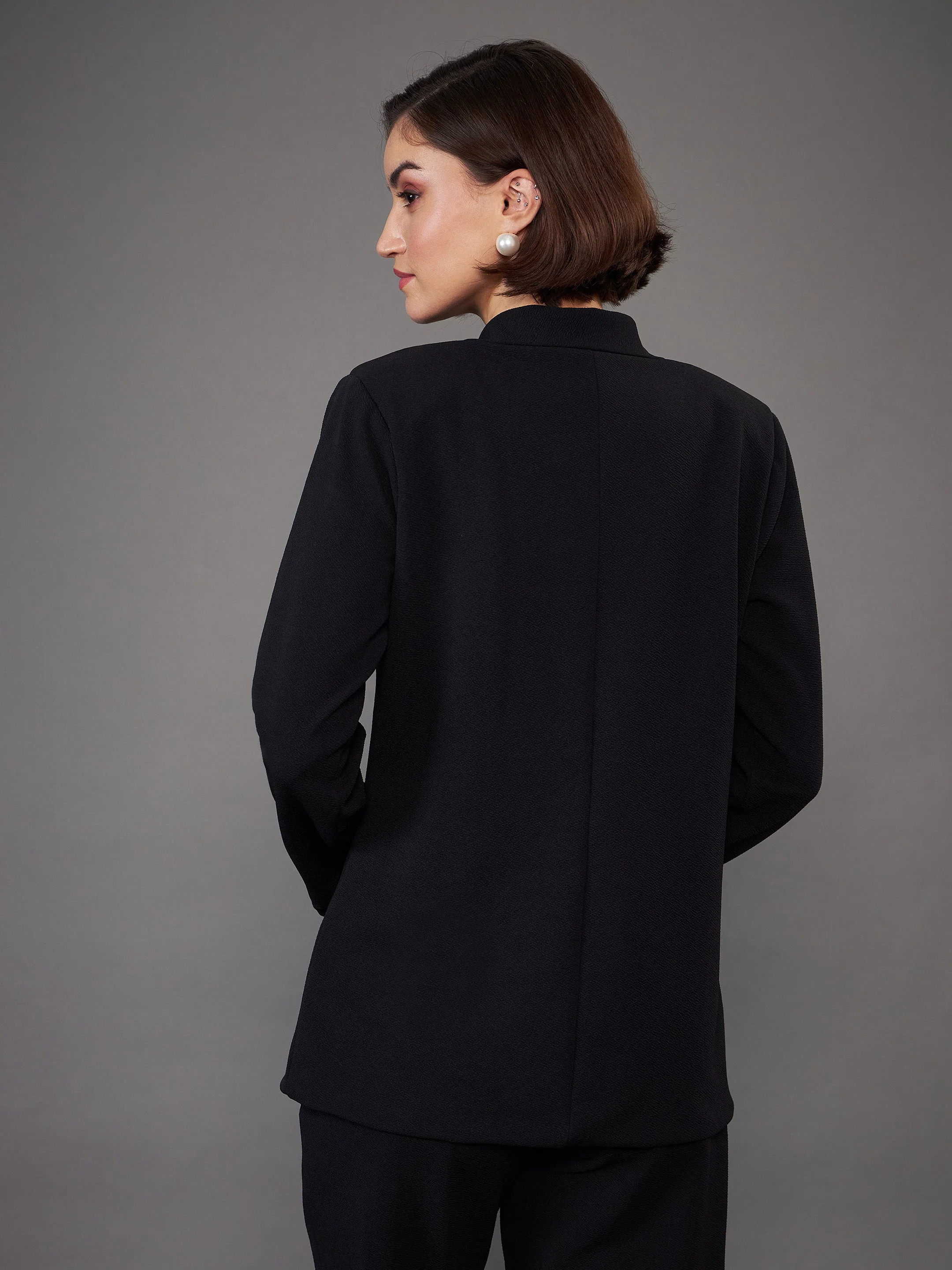 Women Black Slim Fit Blazer - Image 5