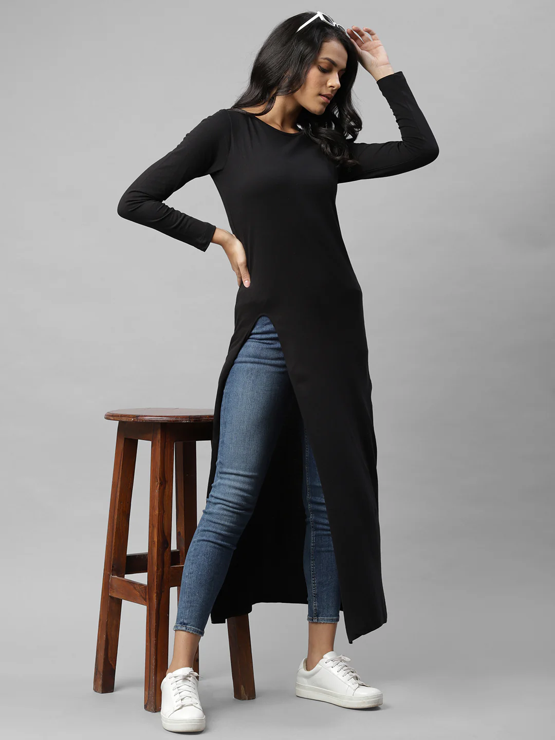 Women Black Slit Top - Image 2