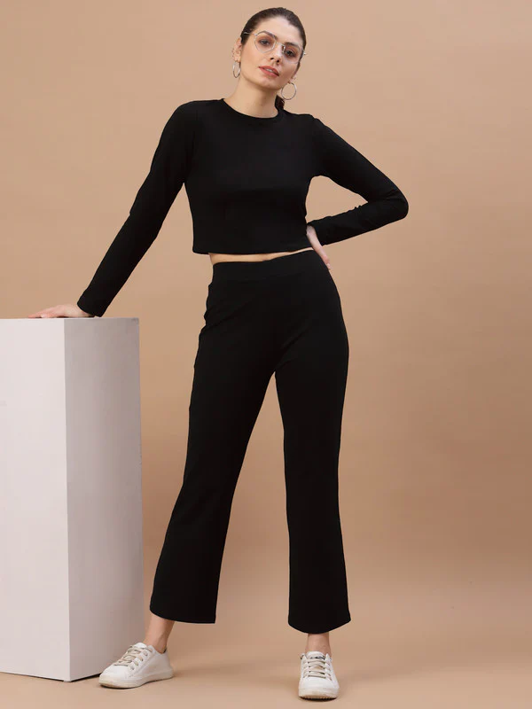 Women Black Solid Body Odour Free Co Ords Set - Image 3