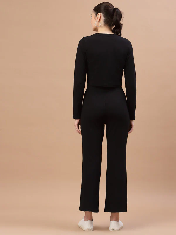 Women Black Solid Body Odour Free Co Ords Set - Image 4