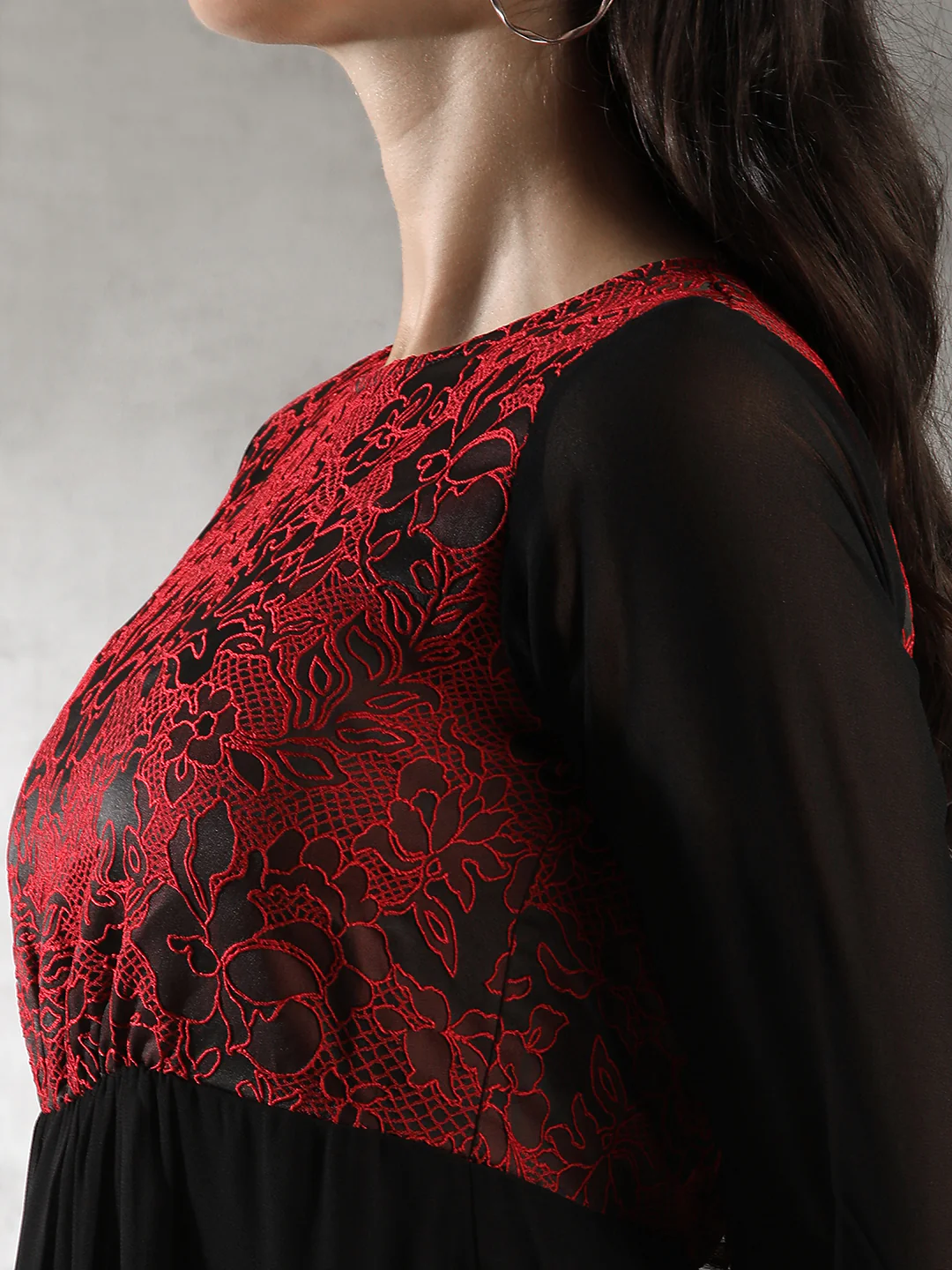 Women Black Maxi Festive Dress - Image 3