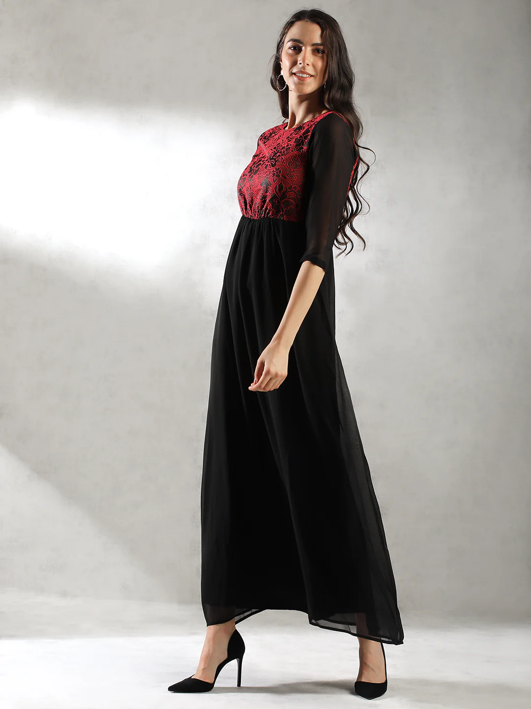 Women Black Maxi Festive Dress - Image 4