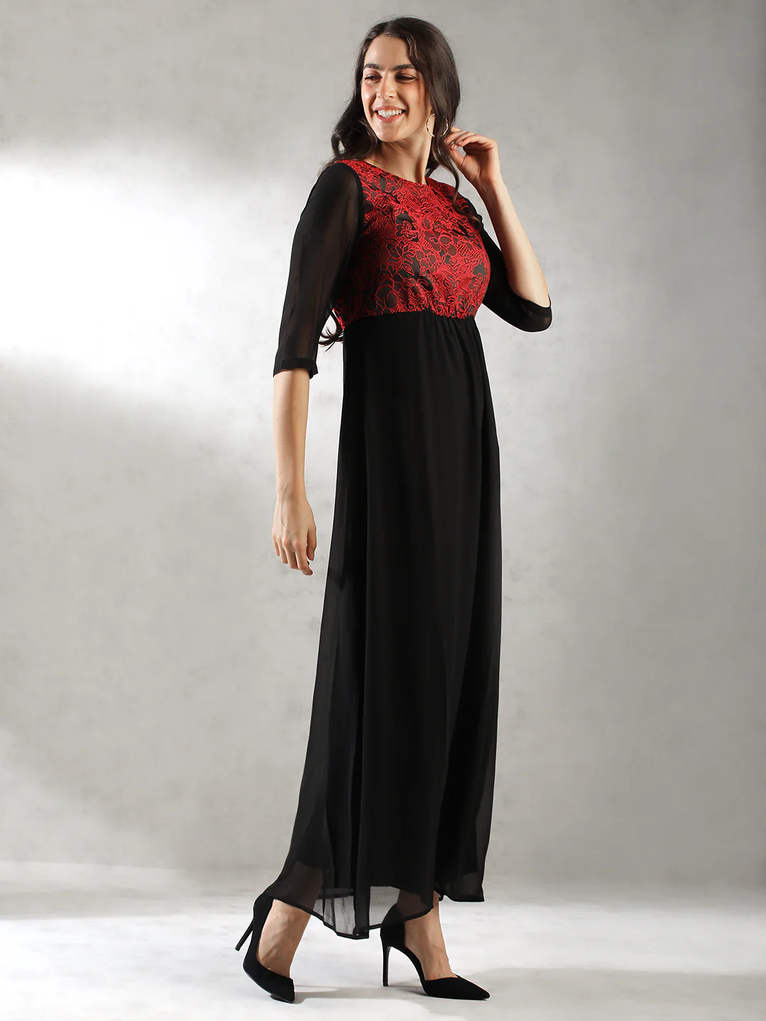 Women Black Maxi Festive Dress - Image 5