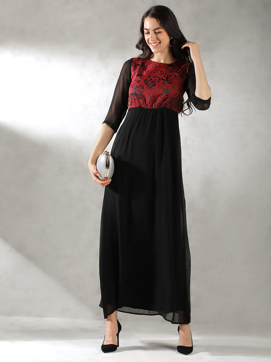 Women Black Maxi Festive Dress - Image 6