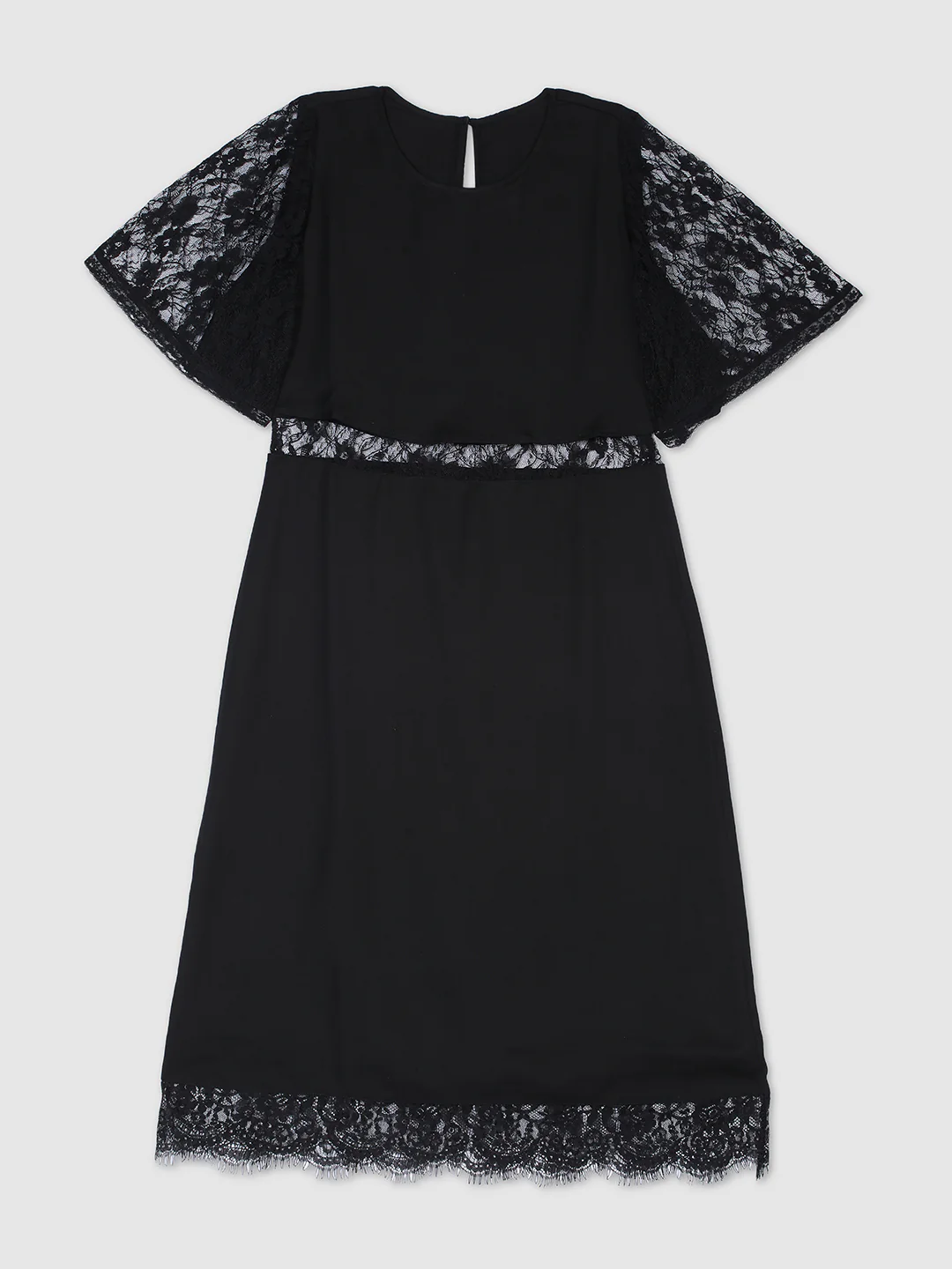 Women Black Lace Details Dress - Image 7