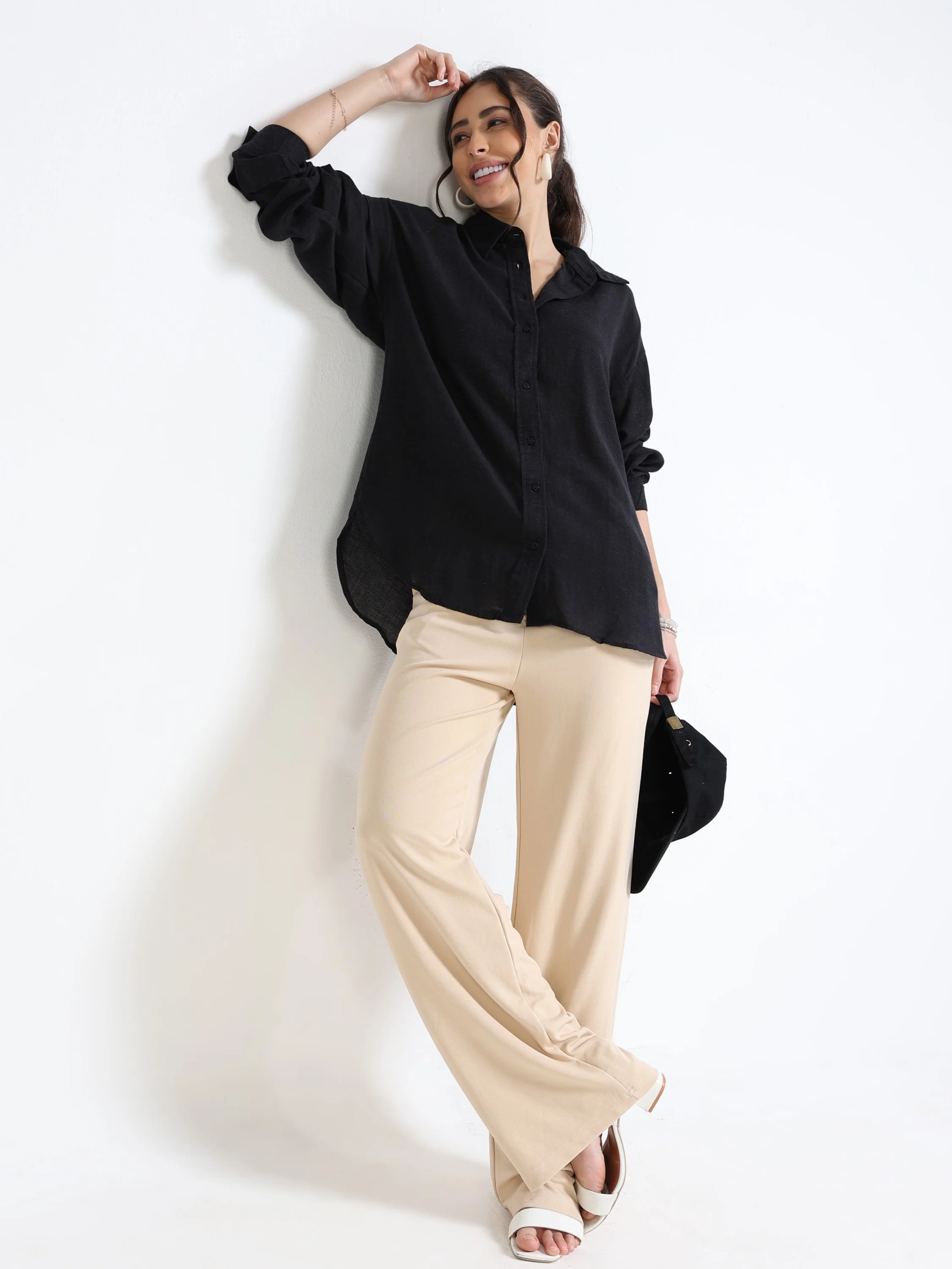 Women Black Oversized Shirt - Image 2