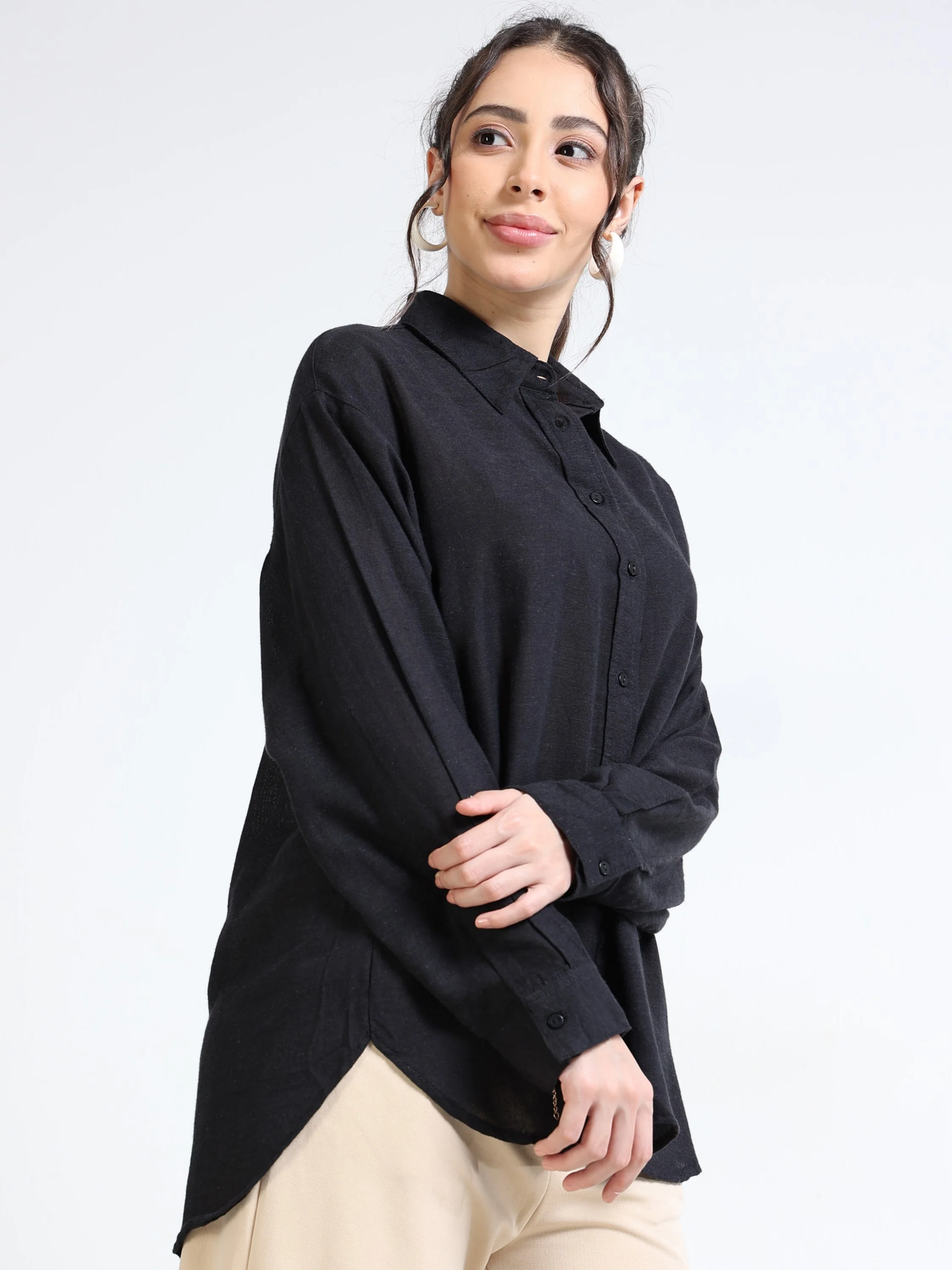 Women Black Oversized Shirt - Image 5