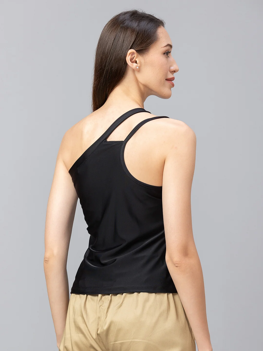 Women Black One Shoulder Top - Image 3