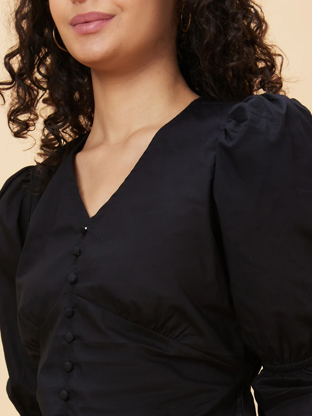 Women Black V-Neck Casual Top - Image 5