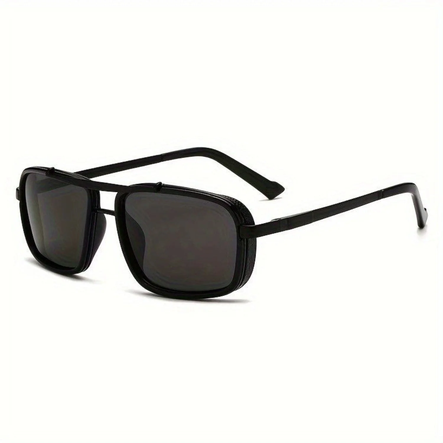 Women Black Square Shield Sunglasses - Image 3