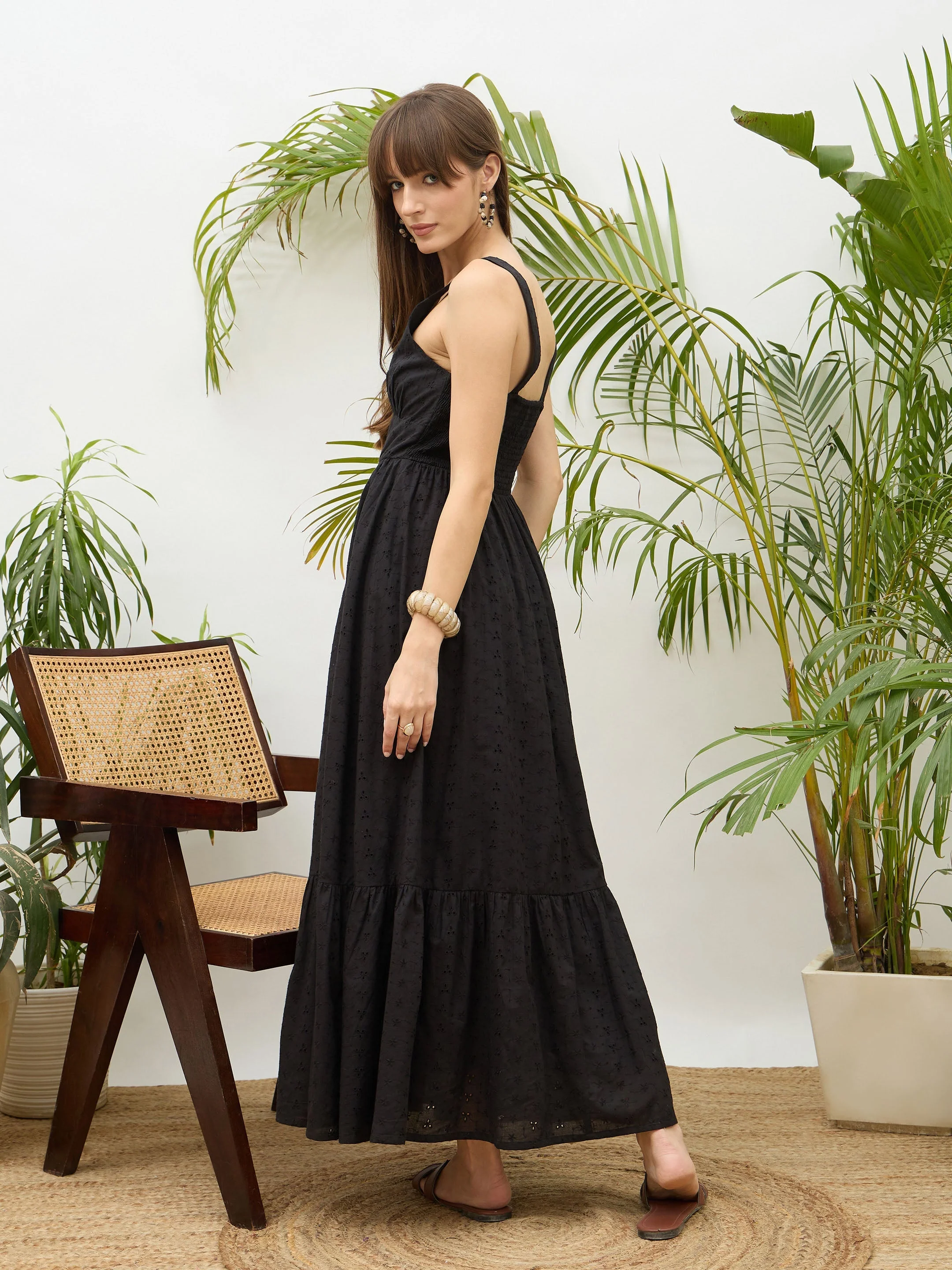 Women Black  Strappy Maxi Dress - Image 5