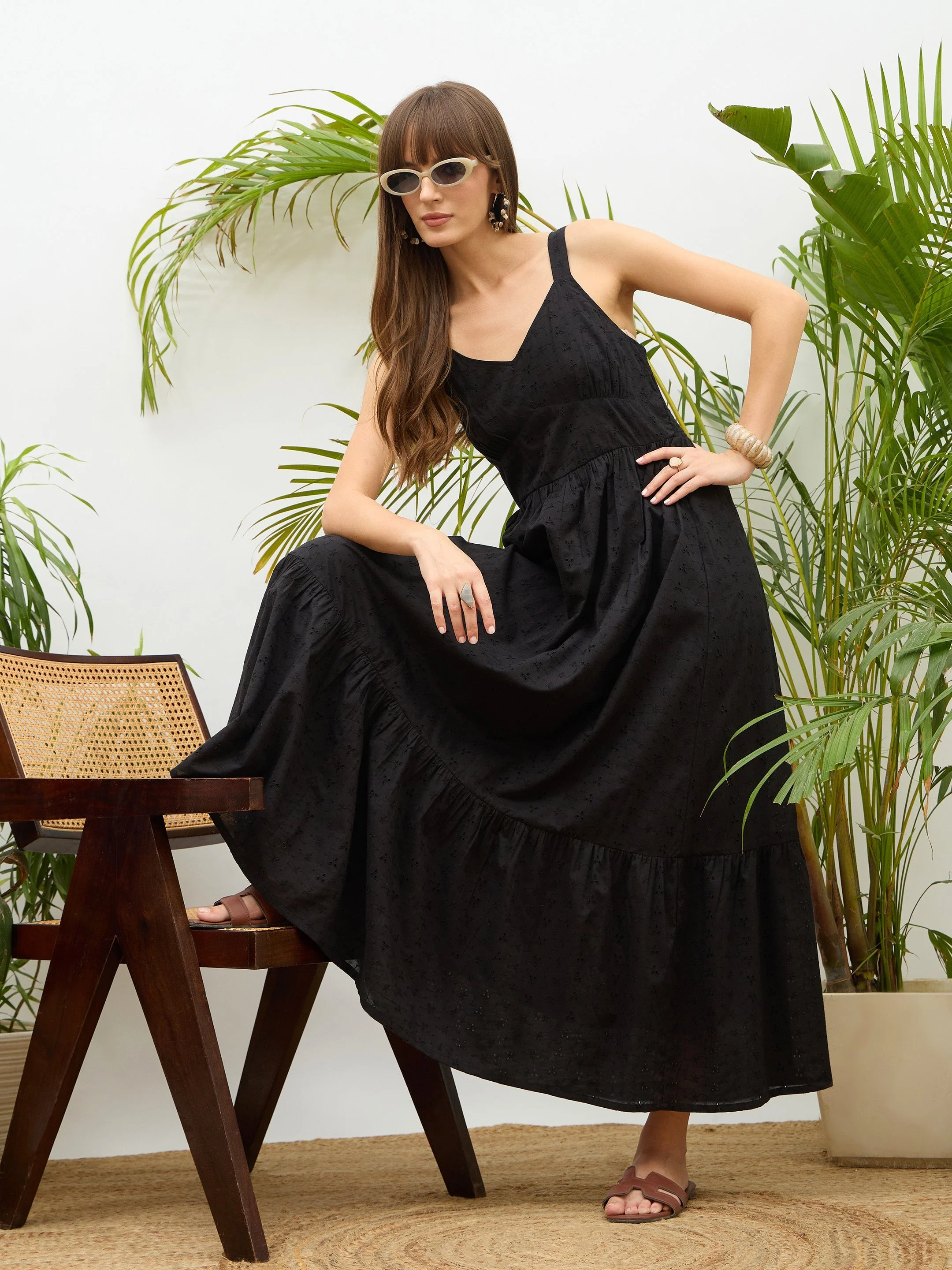 Women Black  Strappy Maxi Dress - Image 6