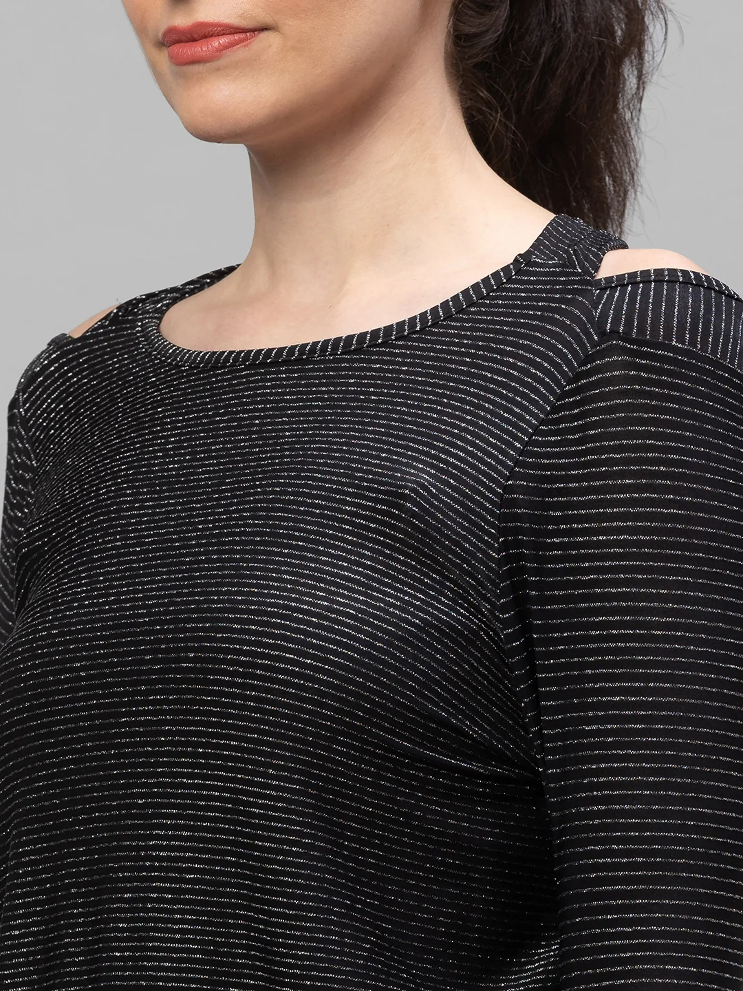 Women Black Striped Top - Image 5