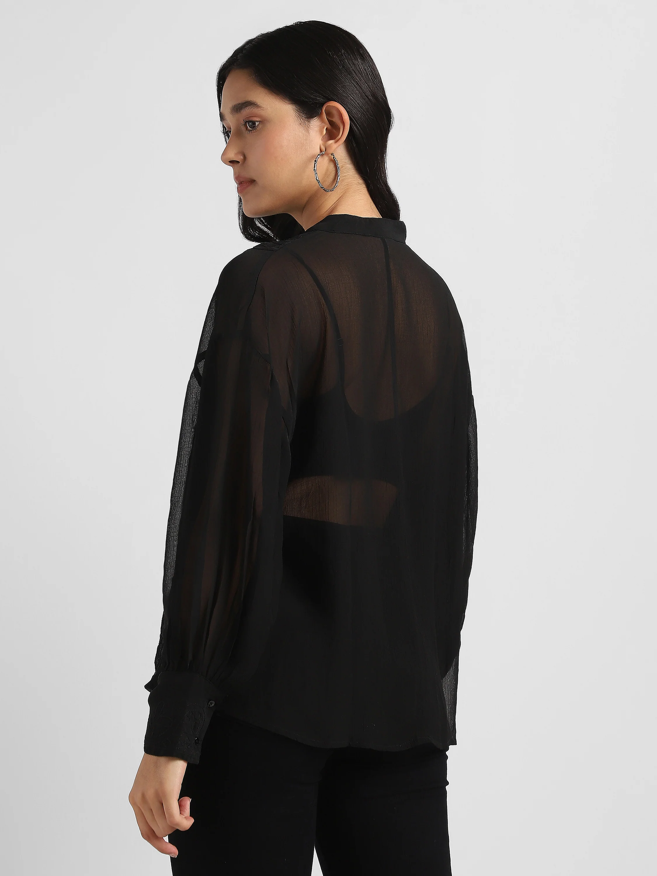 Women Embroidered Semi Sheer Top - Image 2