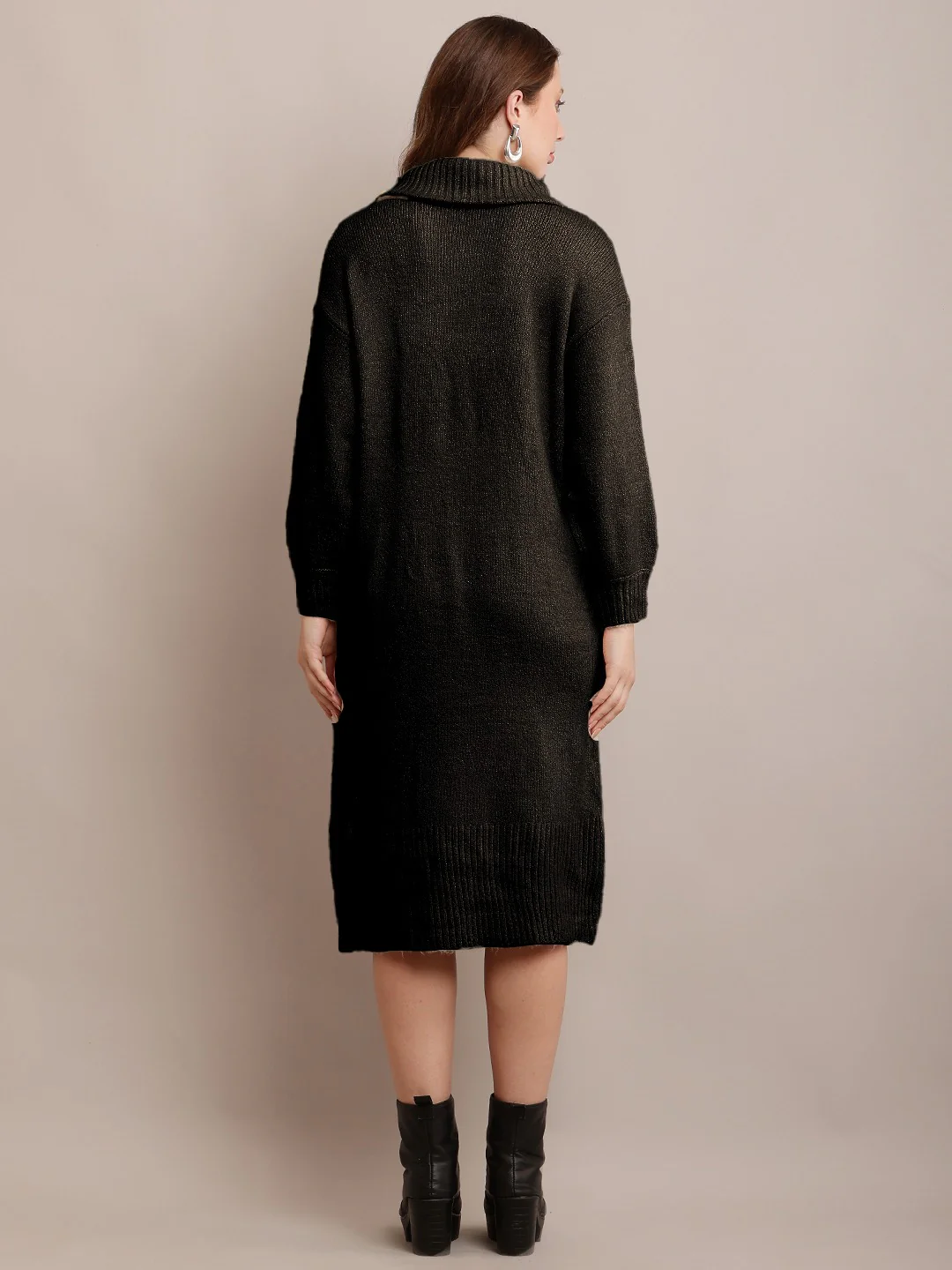 Women Black Sweater Dress - Image 4