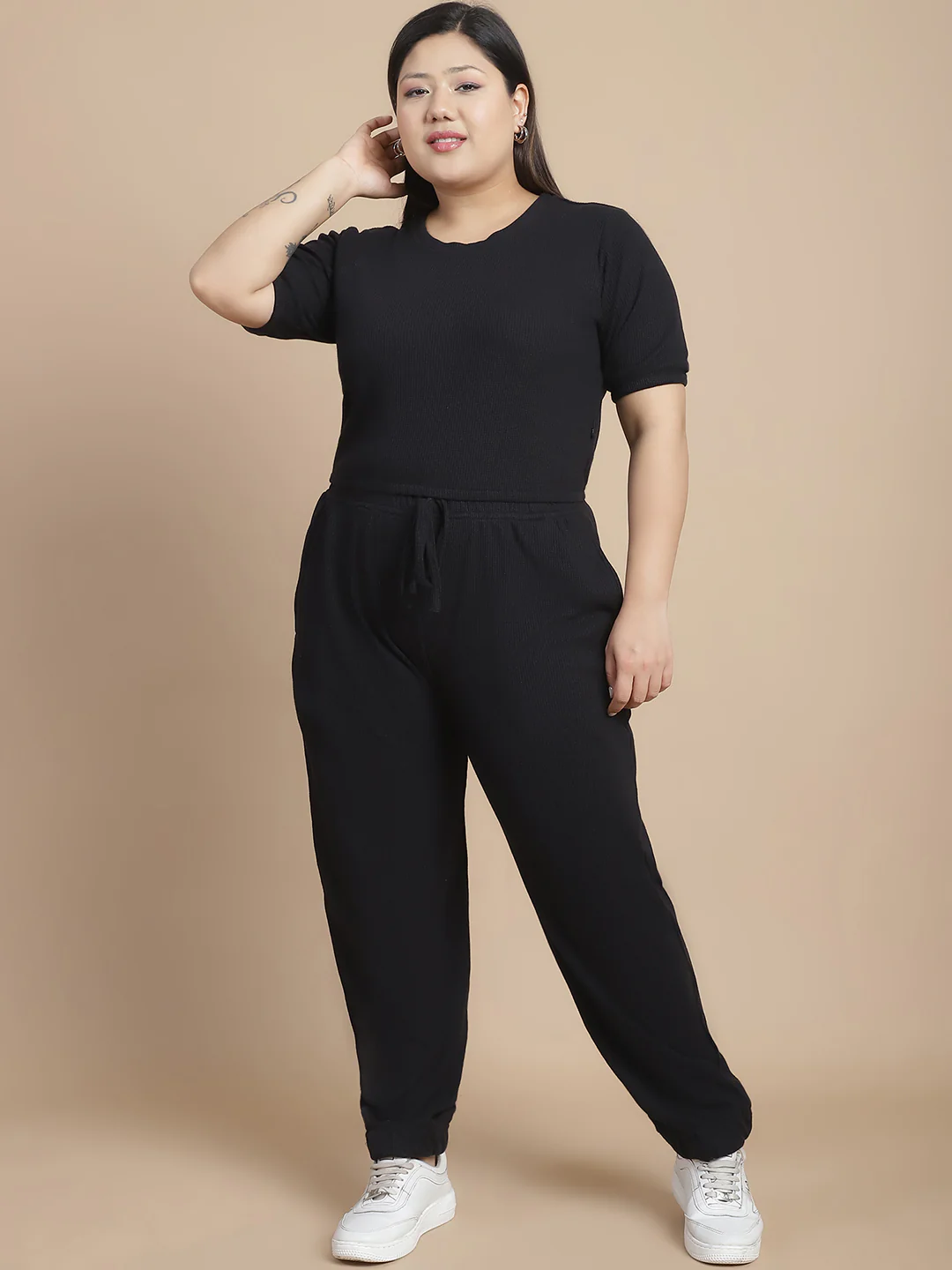 Women Black Textured co-ords - Image 3