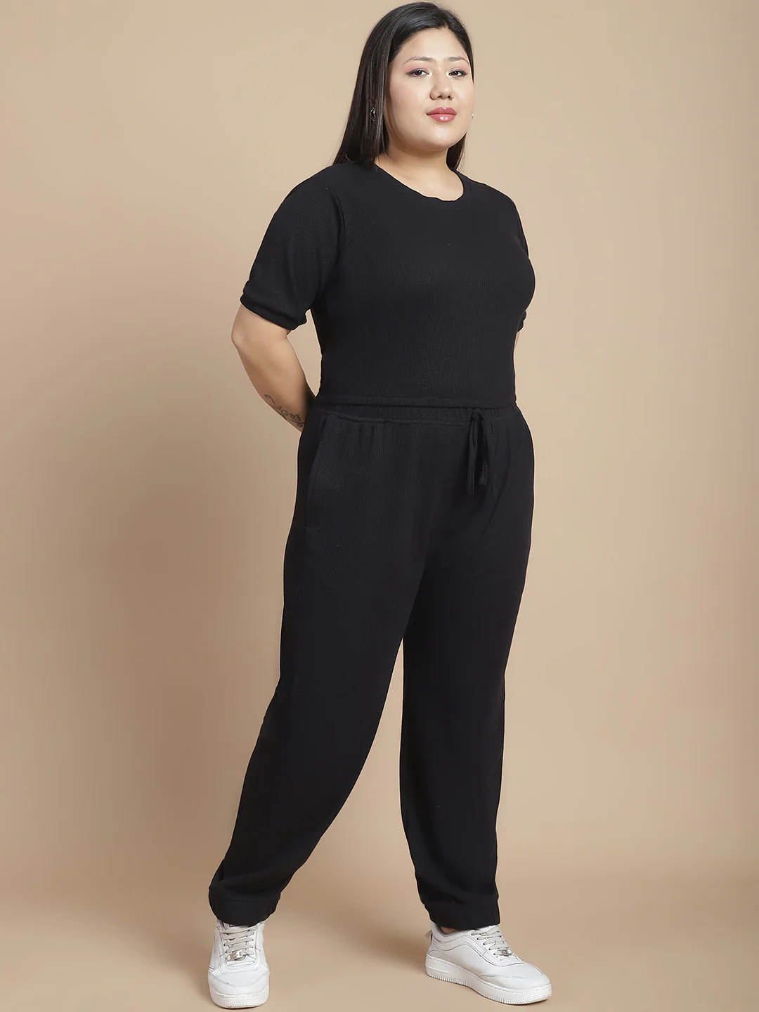 Women Black Textured co-ords - Image 4