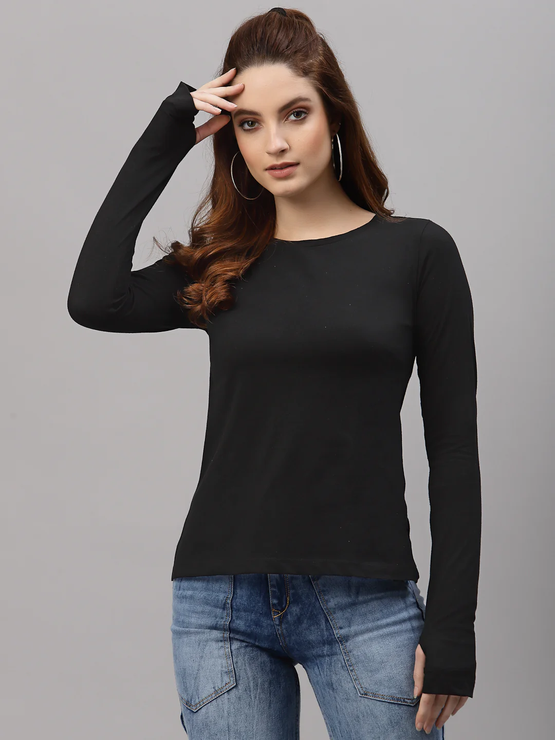 Women Black Thumbhole Top - Image 3