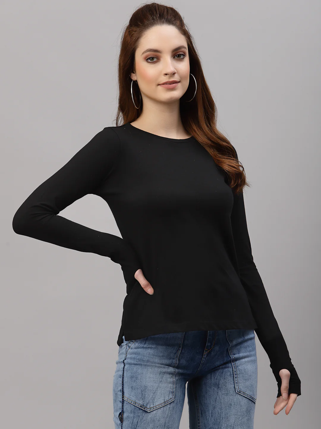 Women Black Thumbhole Top - Image 4