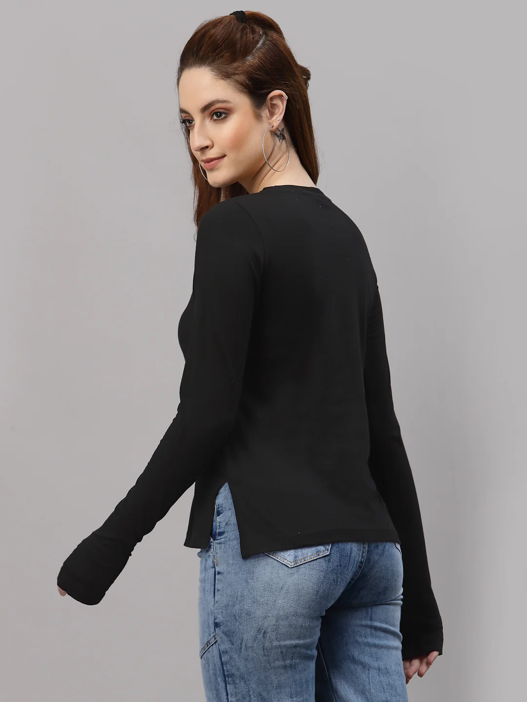 Women Black Thumbhole Top - Image 5